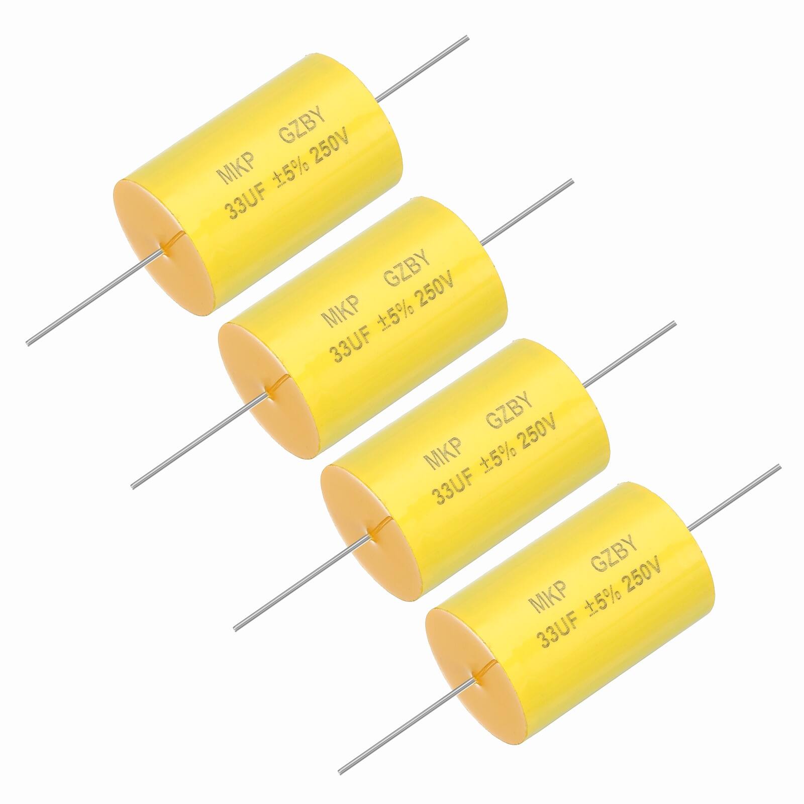 Unique Bargains - 4pcs 33uf Frequency Divider Capacitor, 250V Axial Audio Speaker Crossover MKP Film Capacitor - Yellow price history on PriceWatchPro