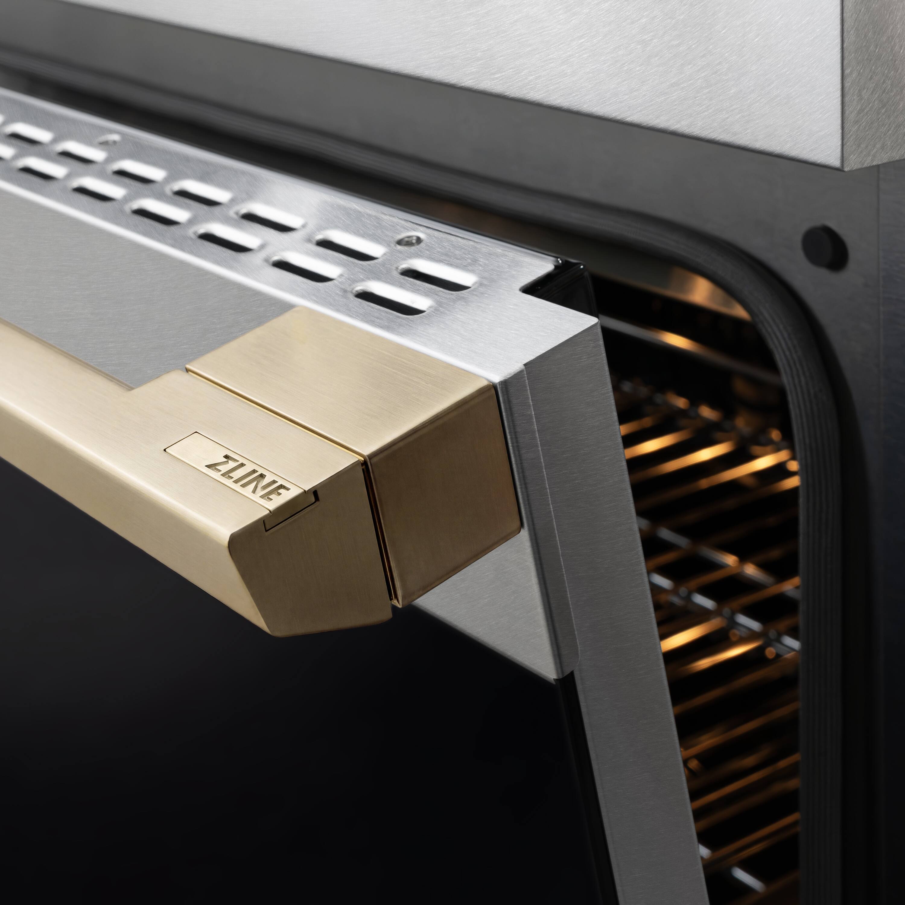 Alt View 14. ZLINE - Autograph 48 in. 6.7 cu. ft. Marino Dual Fuel Freestanding Range with 8 Gas Burners in Satin Steel with Bronze Accents - Satin Stainless Steel.