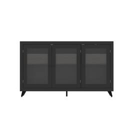 FUFU & GAGA - FUFU&GAGA Glass - Door Storage Cabinet: Multi - Scene Organizer with Drawers & Metal Legs - Black