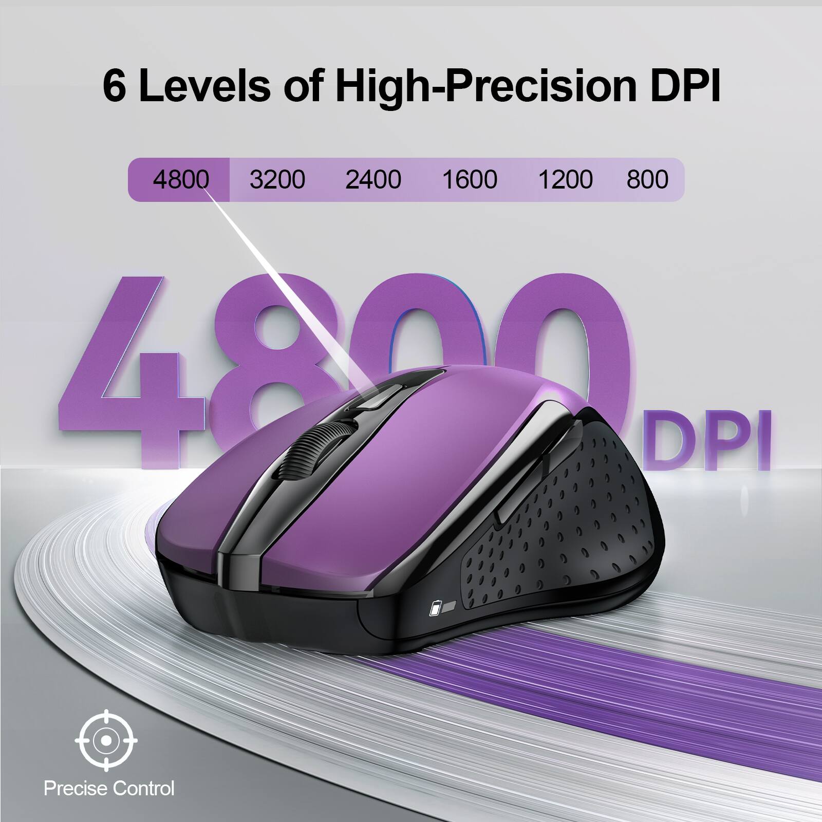 6 Levels of High-Precision DPI

4800 3200 2400 1600 1200 800

4800 DPI

Precise Control