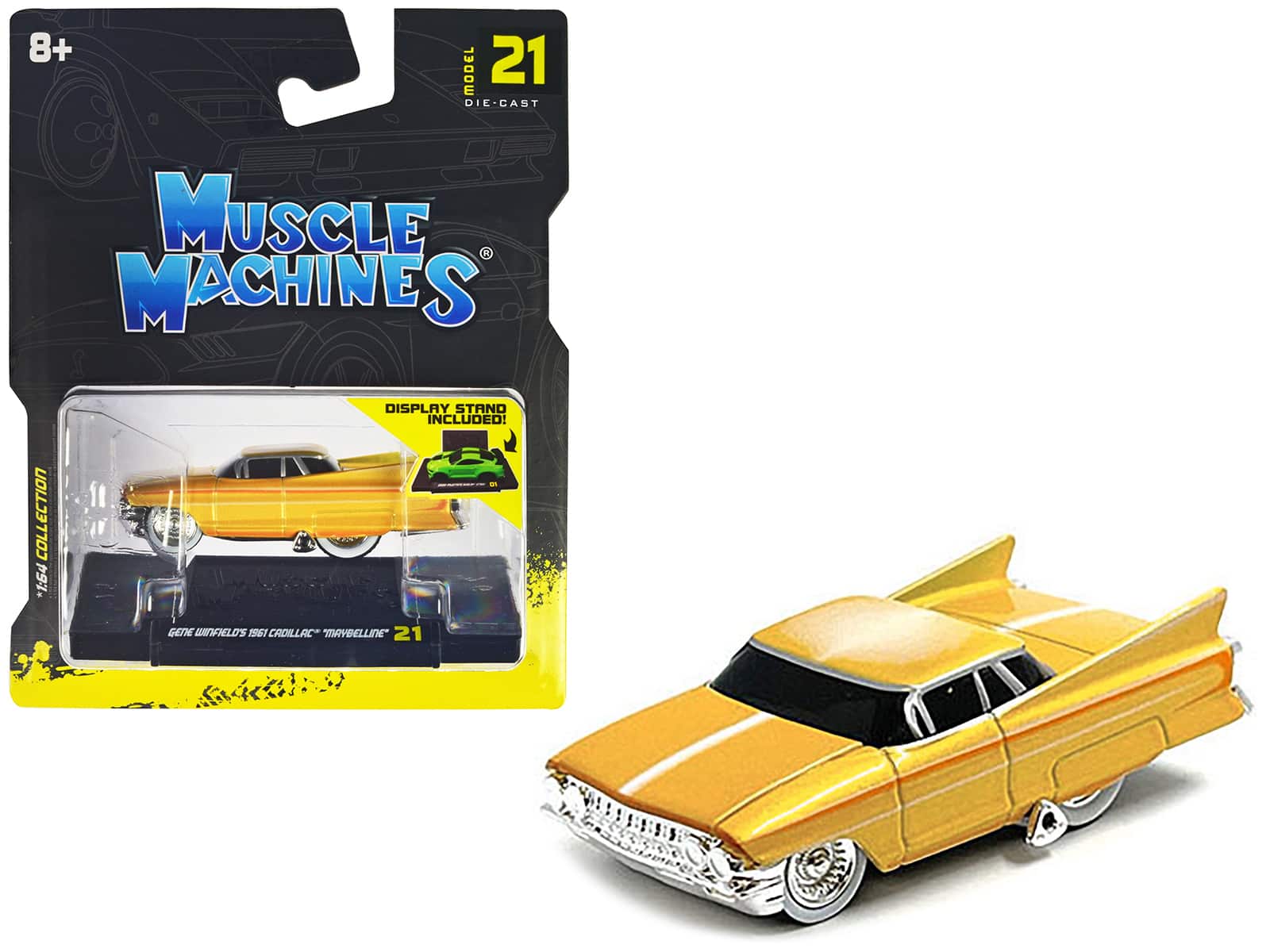 Gene Winfield’s 1961 Cadillac Maybelline Yellow Metallic with White Stripes 1/64 Diecast Model Car by Muscle Machines price history on PriceWatchPro