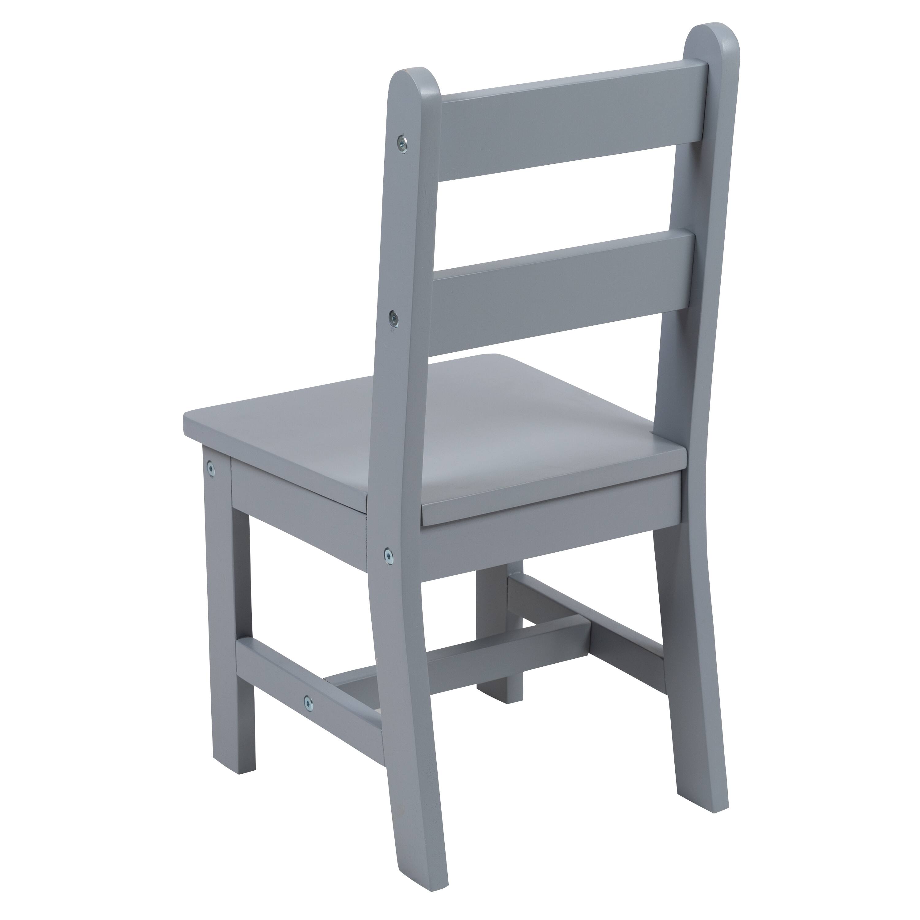 Alt View 10. Emma + Oliver - Kids 3 Piece Solid Hardwood Table and Chair Set for Playroom, Kitchen - Gray.