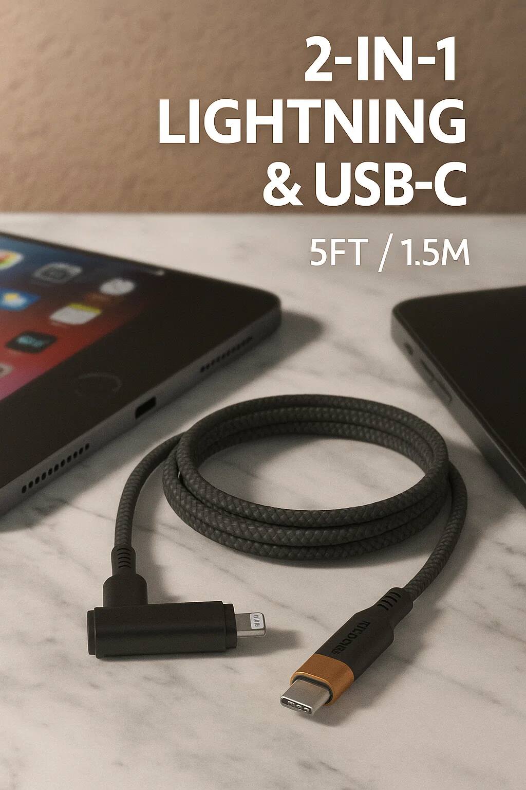2-IN-1 LIGHTNING & USB-C  
5FT / 1.5M