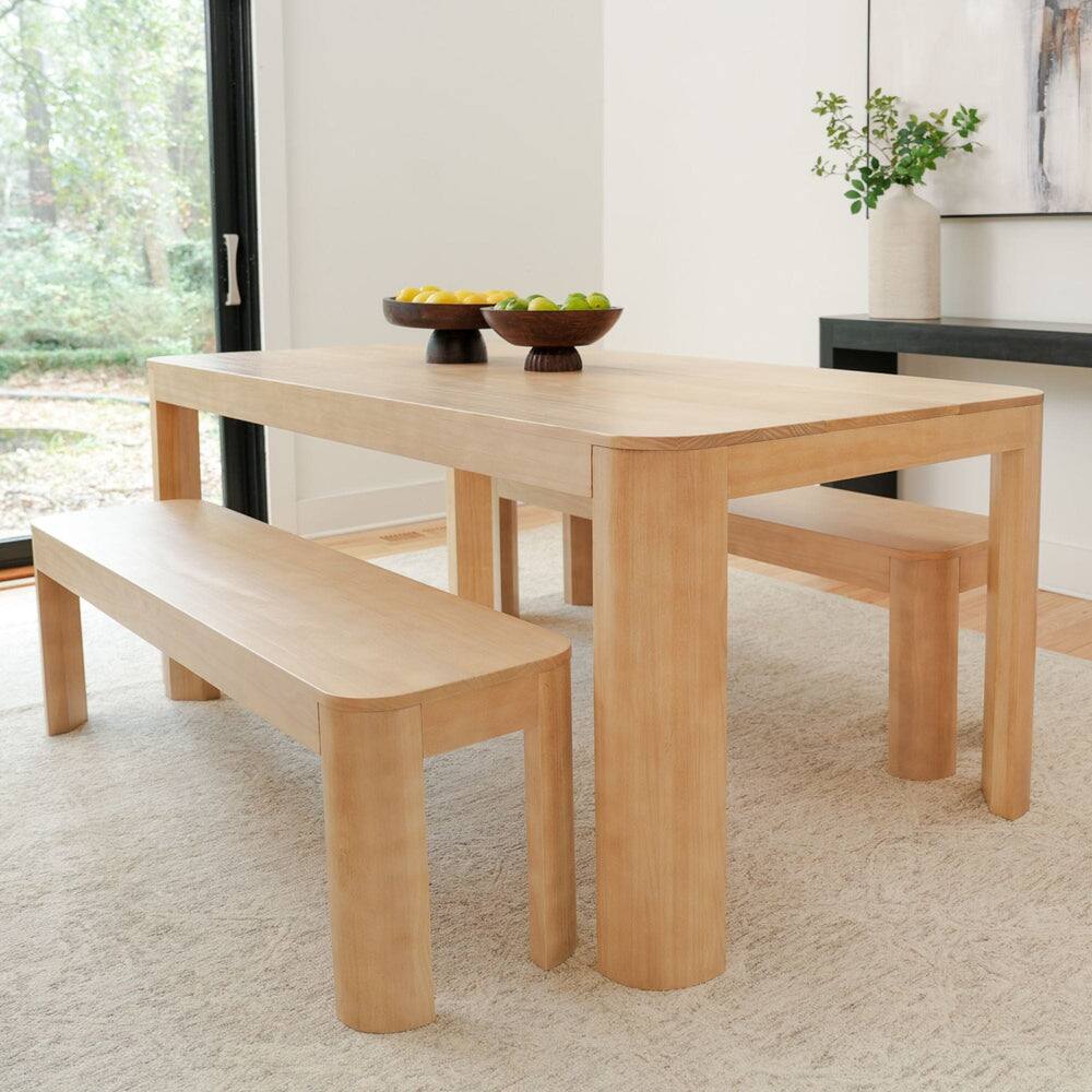 Front. Plank+Beam - Contour Dining Table (72in / 1830mm), Blonde - Blonde.
