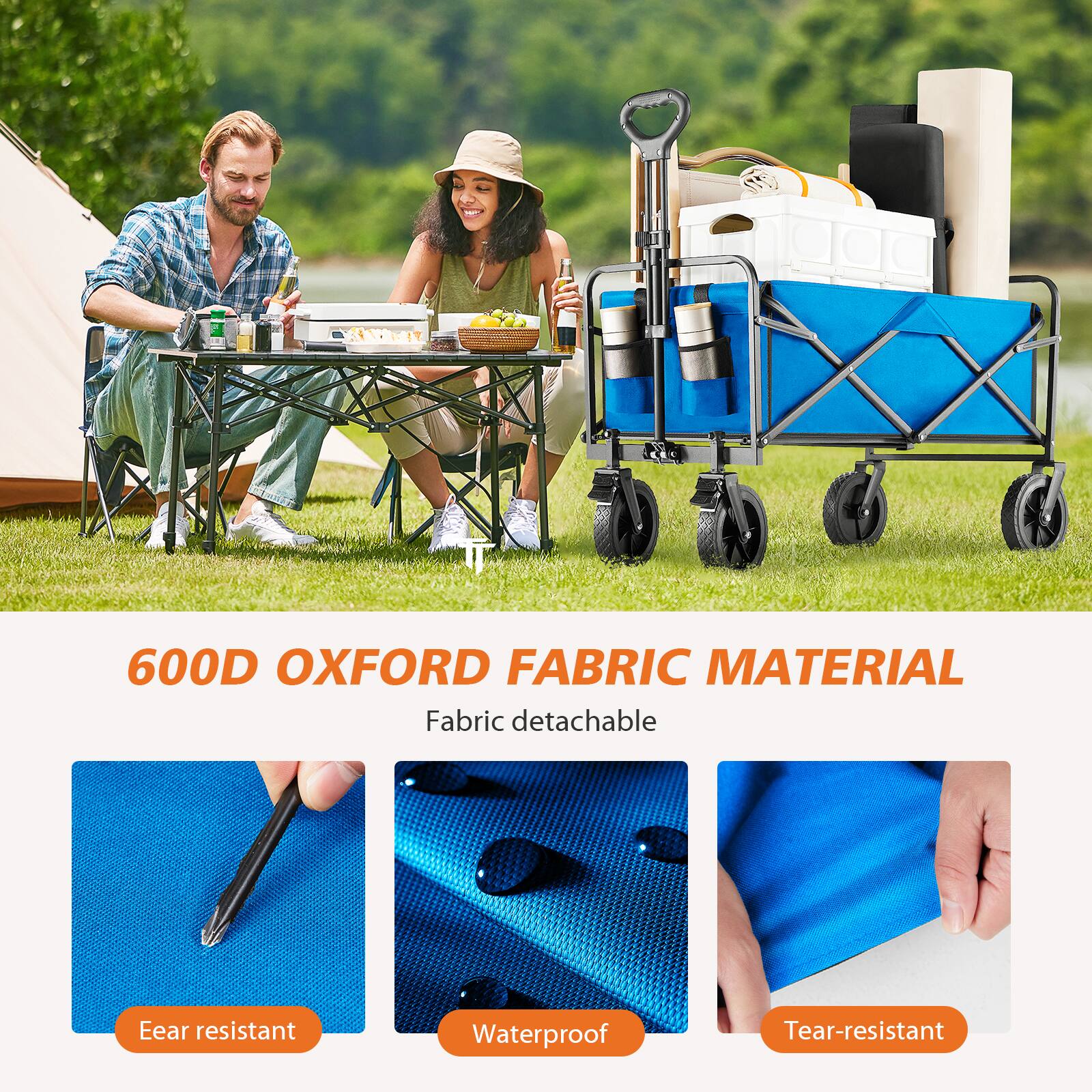 600D Oxford Fabric Material is a versatile and durable fabric that is both waterproof and tear-resistant. It is also detachable, making it a convenient choice for various outdoor activities and camping trips.