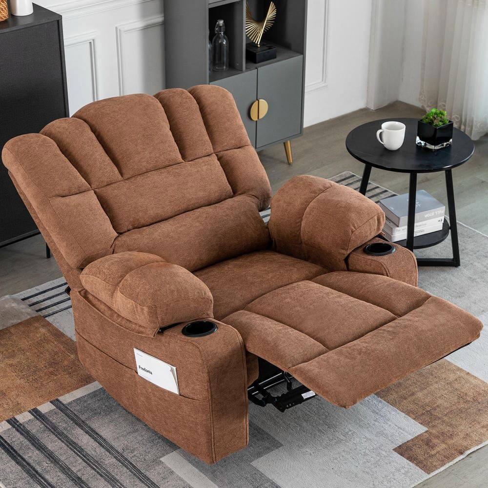 Alt View 2. Kadyn - Massage Recliner Chair, 8-Point Vibration & Lumbar Heat, 150° Recline, 330lb Capacity, Brown - Brown.