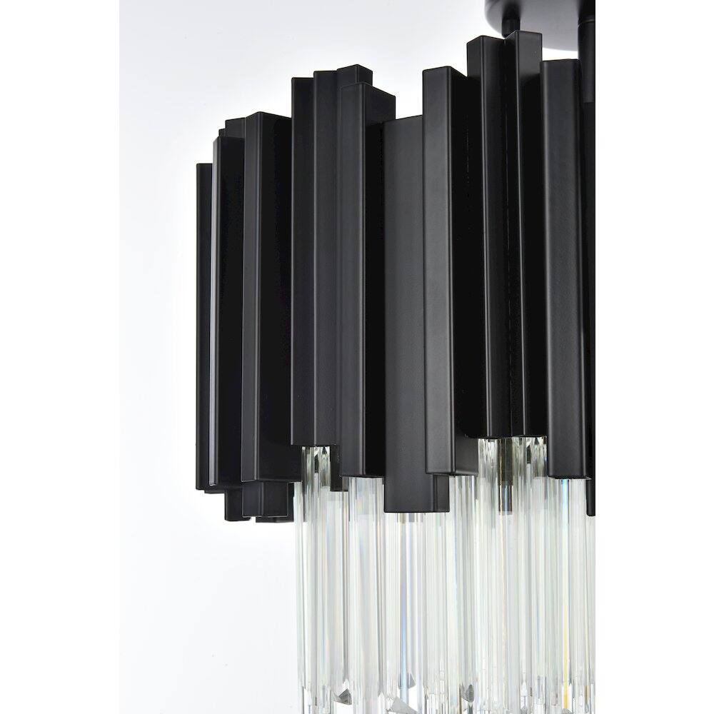 Alt View 2. Elegant Lighting - Willow 16 Inch Flush Mount Ceiling Light In Black - Black And Clear.