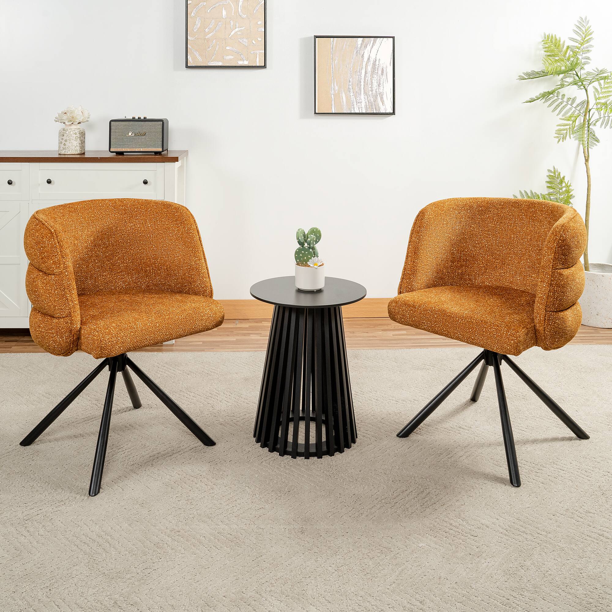Angle. GOODSILO - Modern Swivel Dining Chairs Set of 2 with Thickened Cushion and Metal Base for Home Office Living Room - Orange.