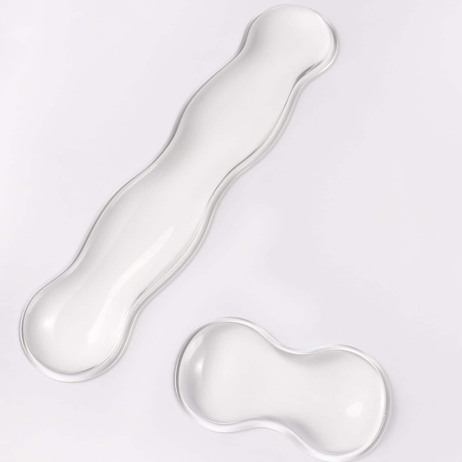 Pacoar Cade - Silicone Gel And Mouse Wrist Rest Set - Clear For 60 /68 /75 Comfort Support Typing Gaming Keyboard and Mouse Wrist - White-long-Ellipses