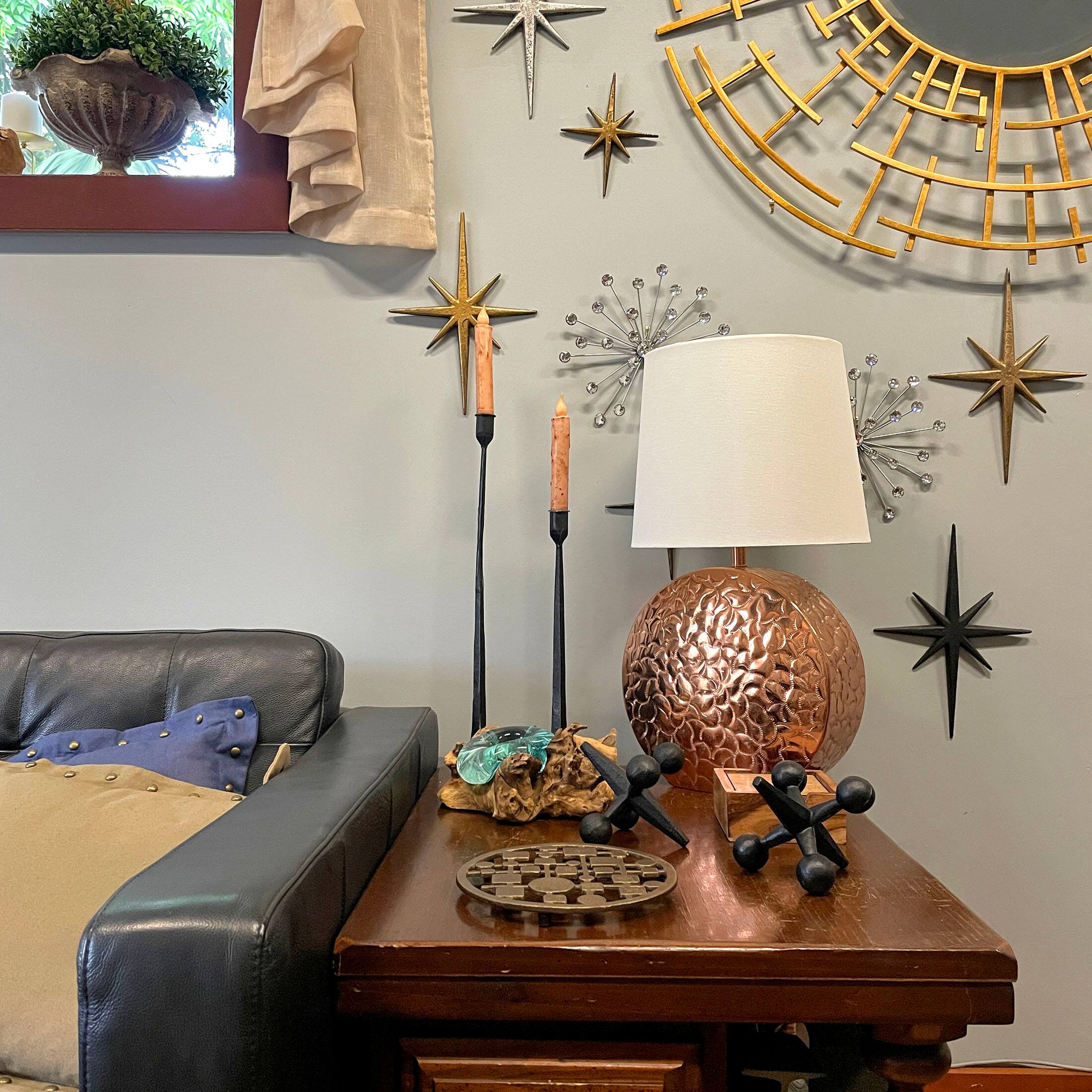 Alt View 4. Zeckos - Cast Iron Circles & Squares Trivet – Bronze, 8" Mid Century Modern Accent - Bronze.