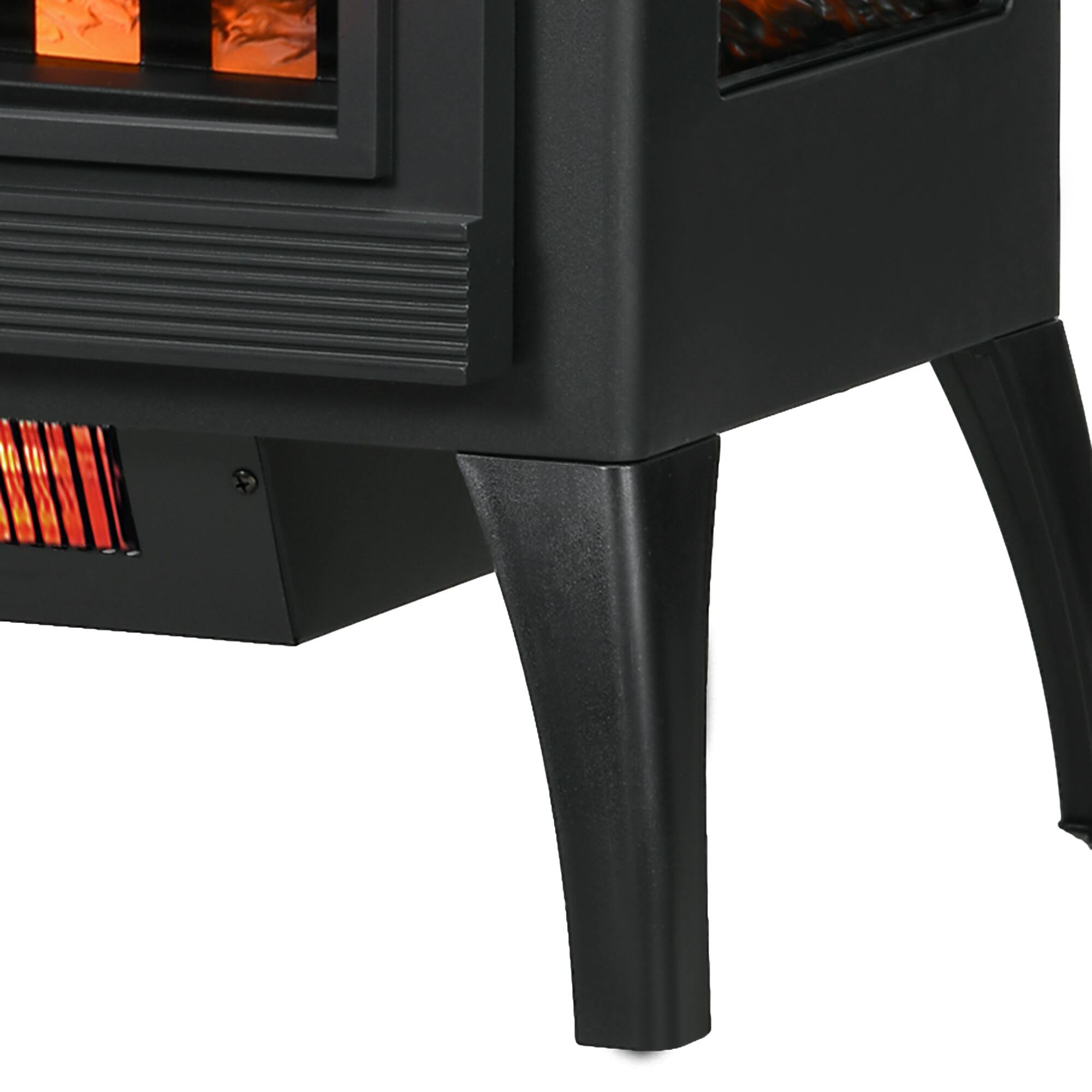 Alt View 8. Homcom - 24" Electric Fireplace Stove, Freestanding Infrared Fire Place Heater with Realistic Logs Flame, Adjustable Temperature - Black.