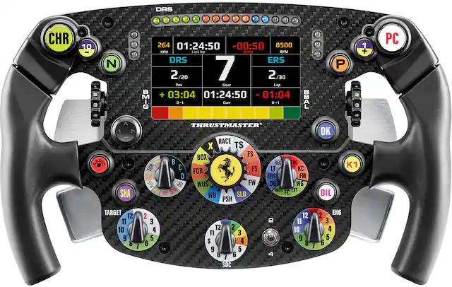 DRS CHR 2 3 4 N BMIG 264 01:24:50 -00:50 8500 KPH Last lap Delta RPM DRS ERS 2/20 7 2/30 Pos Gear Lap + 03:04 01:24:50 - 01:04 D -1 Curr D D+1 P P 4 1 PC RADD 4 A SHA THRUSTMASTER RACE X TS BOX FS ERS REC TRO TUR FS LT KC FOR GX D ERS FM SPK DO WUS FW DG WG MIX STR MOT EXT RB SLO FC WU PSH OK OIL K1 TARGET 12 11 10 9 b 7 2 3 4 5 6 T2 2 TI 3 S 4 9 5 & 7 6 SOC 2 4 12 11 10 9 8 7 ENG 2 3 4 5 6