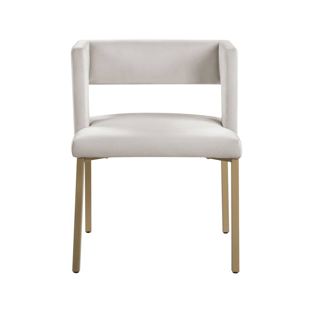 Alt View 3. Meridian Furniture - Caleb Cream Velvet Dining Chair, Set of 2 - Beige.