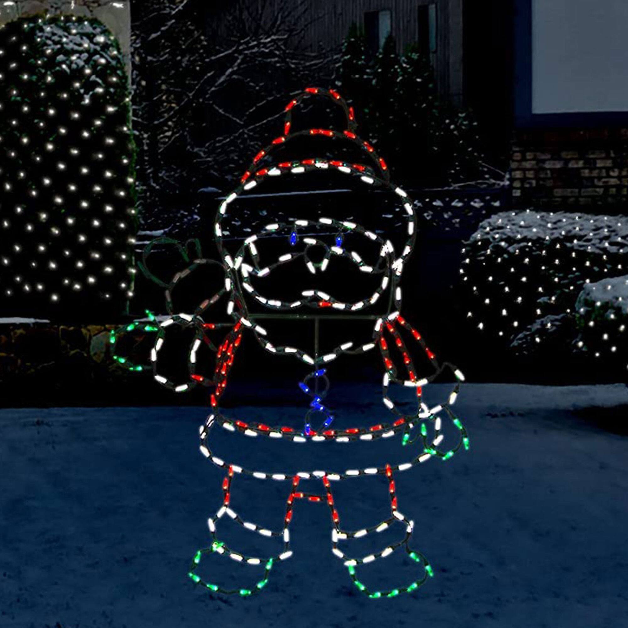 Alt View 7. ProductWorks - ProductWorks Pro Line Animated Christmas Display Set w/ 60" Snowman & 48" Santa - Multicolor.