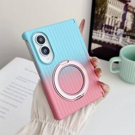 Dteck - Gradient Kickstand Case for Samsung Galaxy Z Fold8, Non-Slip Hard PC Back Cover, Qi Wireless Charging Shockproof Shell - Blue/Pink