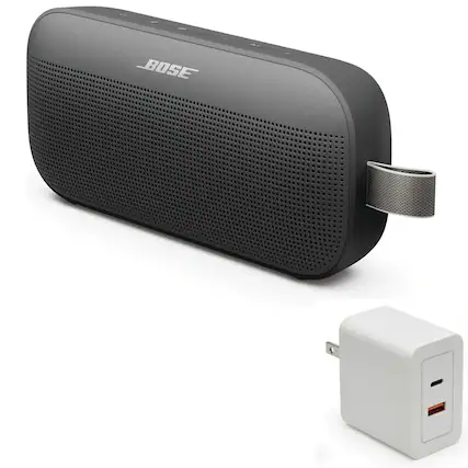 Front. Bose - Bose SoundLink Flex Bluetooth Speaker (2nd Gen) Bundle with Fast Charger - Portable (Black) - Black.