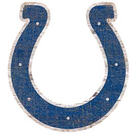 Fan Creations - Indianapolis Colts Distressed Logo Cutout Sign - Multicolor