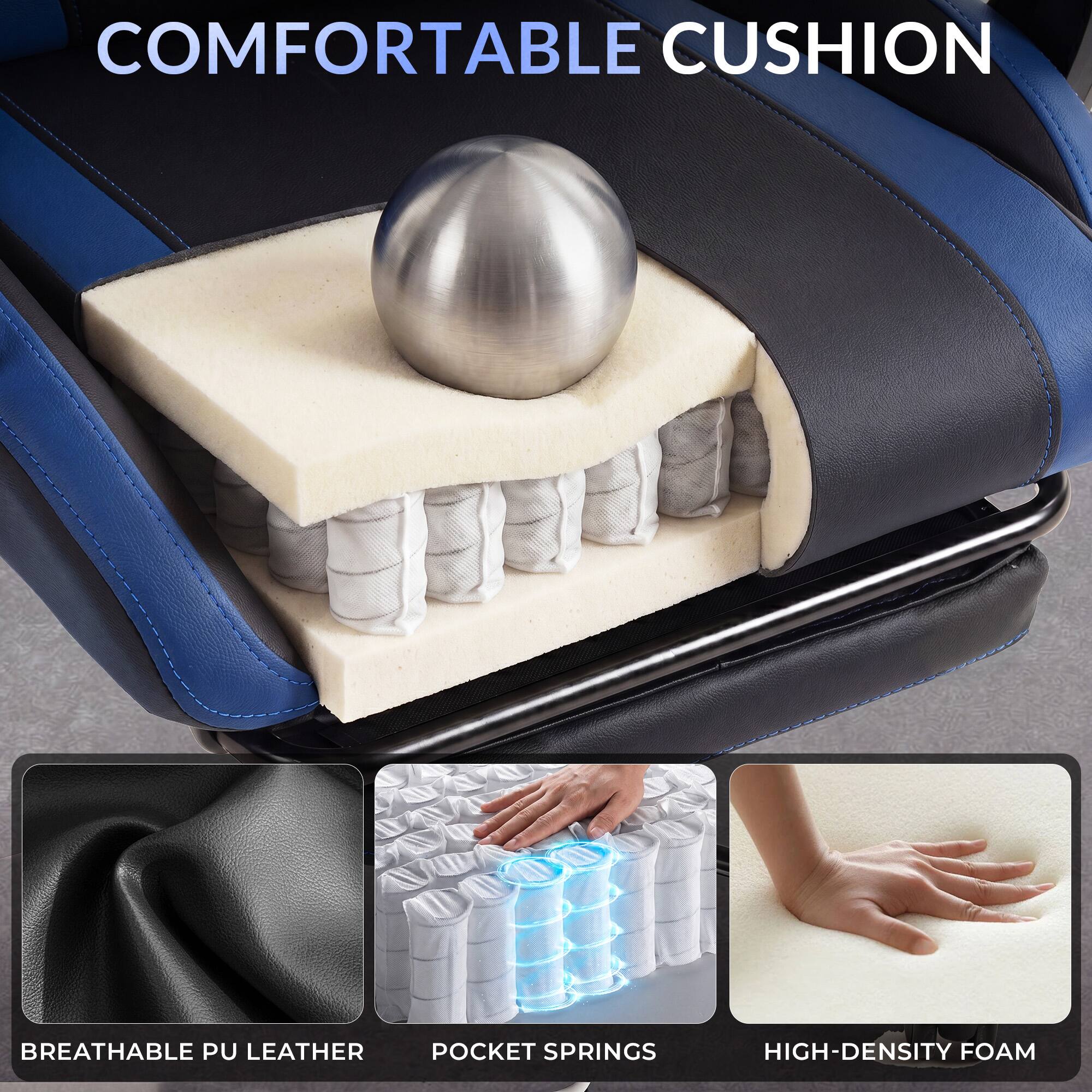 COMFORTABLE CUSHION  
BREATHABLE PU LEATHER  
POCKET SPRINGS  
HIGH-DENSITY FOAM