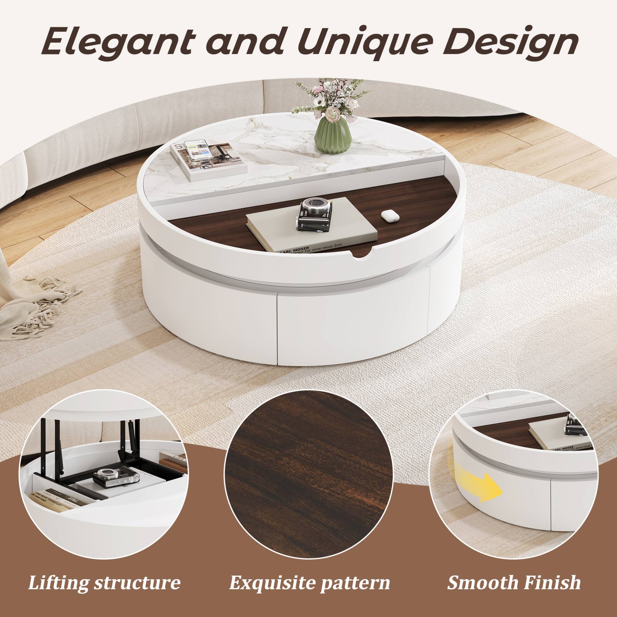 Elegant and Unique Design

- Lifting structure
- Exquisite pattern
- Smooth Finish