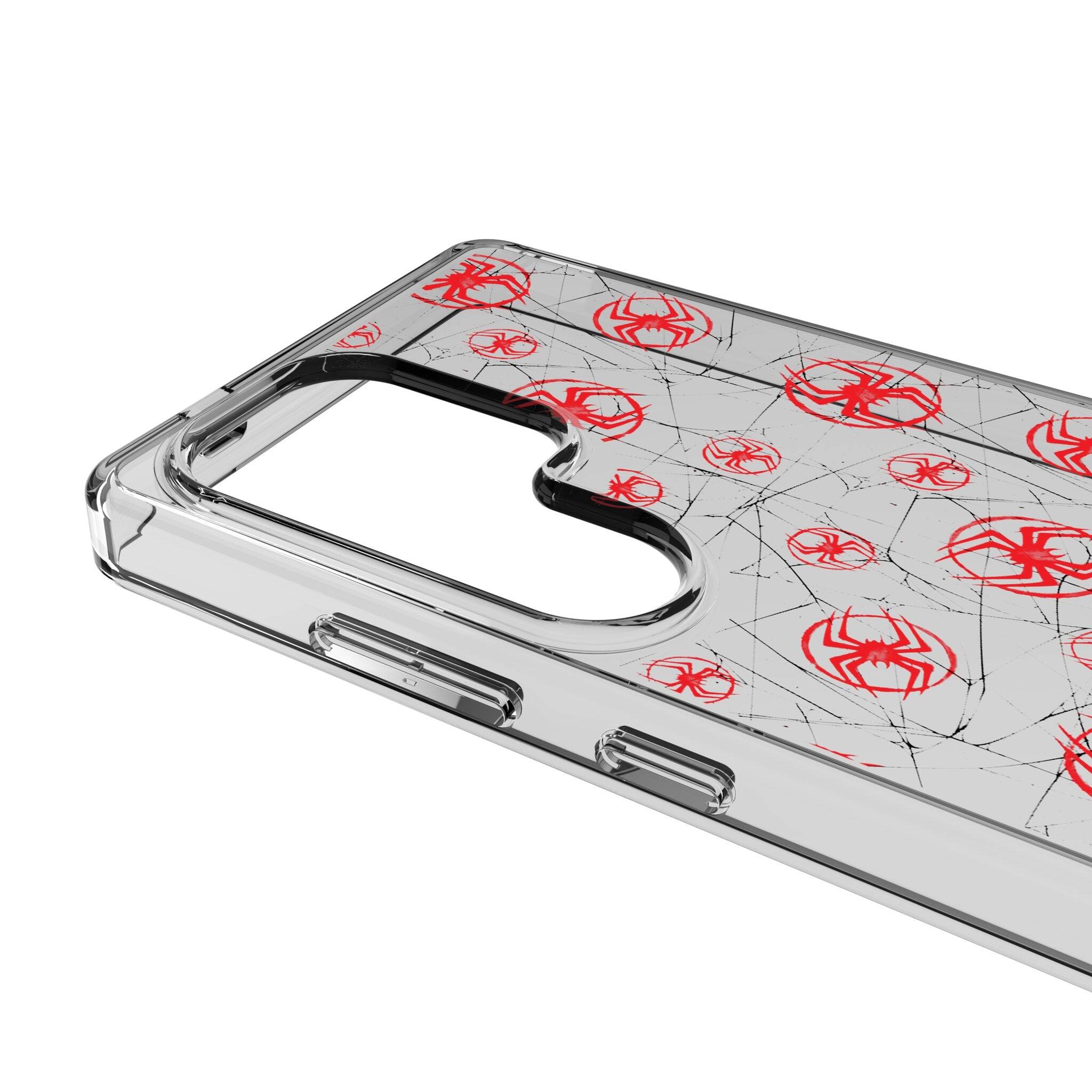 Left. Keyscaper - Marvel Pattern Clear Phone Case - Samsung Galaxy S24 - Miles Morales.