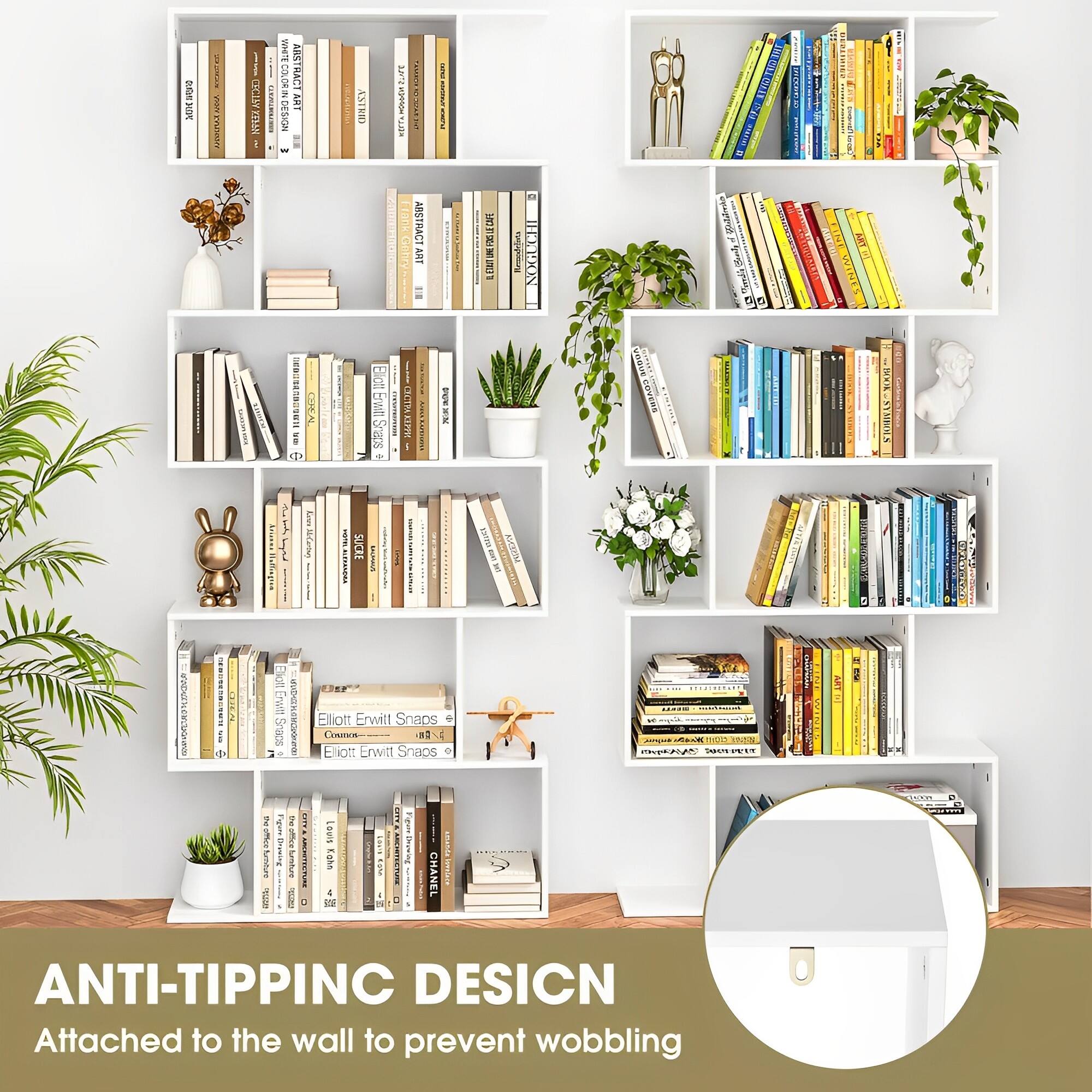 ANTI-TIPPING DESIGN  
Attached to the wall to prevent wobbling