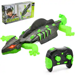Contixo - WC2 Wall Climbing RC Lizard Toy with LED Eyes, Remote Control Gecko, Rechargeable Indoor Toy - Green