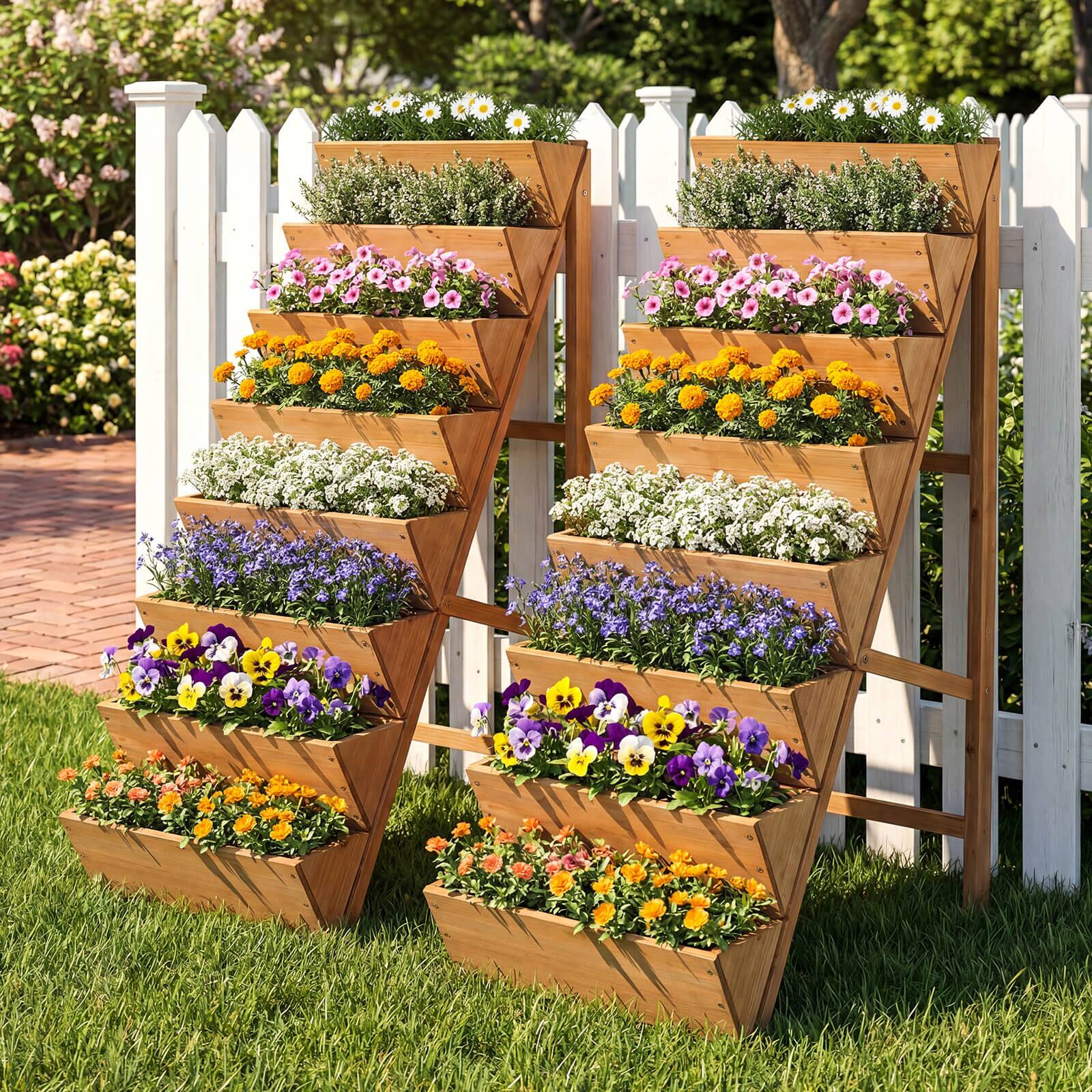 Alt View 3. Costway - Costway 2 PCS 8-tier Vertical Raised Garden Bed with Legs for Growing Vegetables Flowers - Orange.