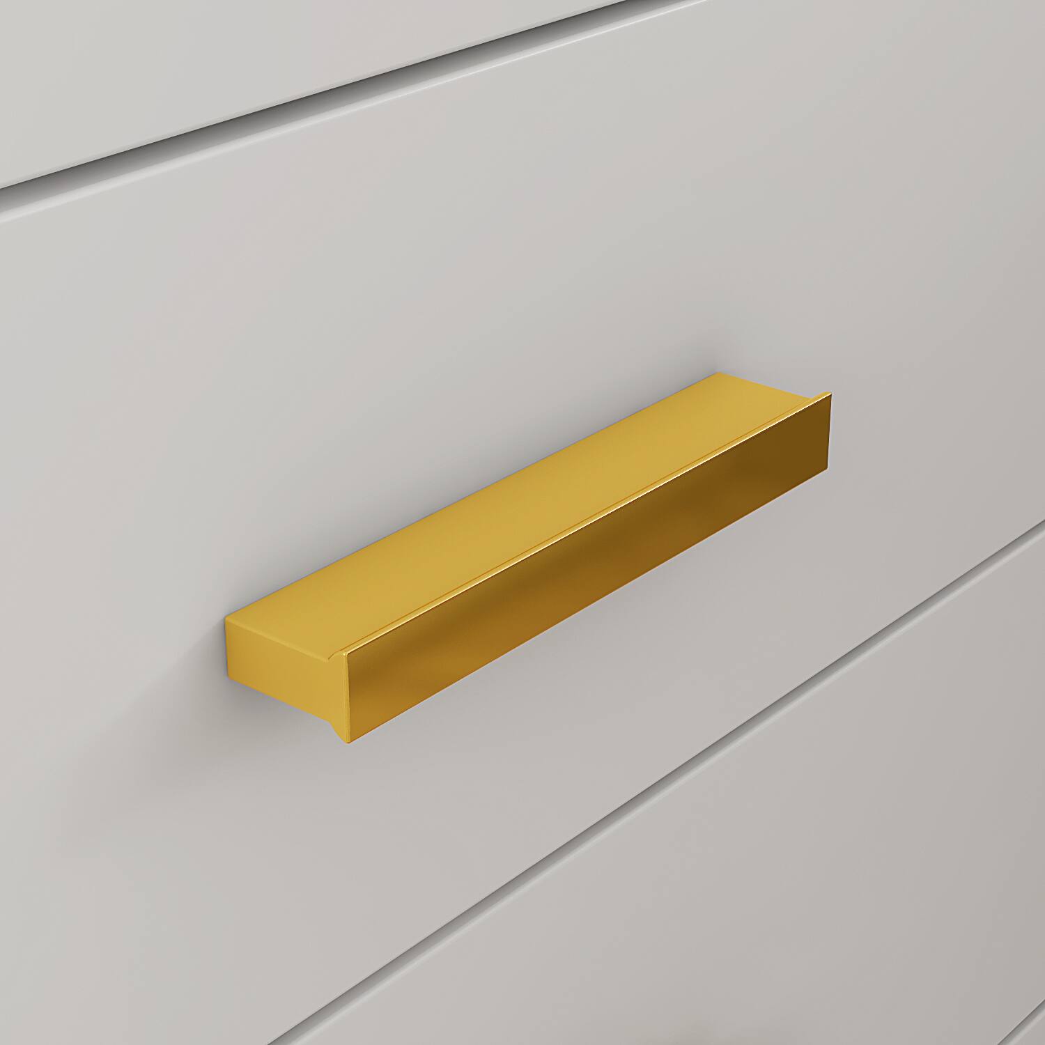 Alt View 6. FUFU & GAGA - FUFU&GAGA 3 - Drawer Nightstand: Gold Accents & Modern Glam - White.