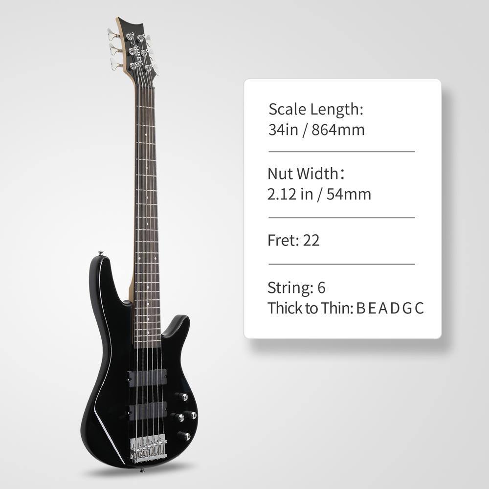 Scale Length: 34in / 864mm  
Nut Width: 2.12 in / 54mm  
Fret: 22  
String: 6  
Thick to Thin: BEADGC