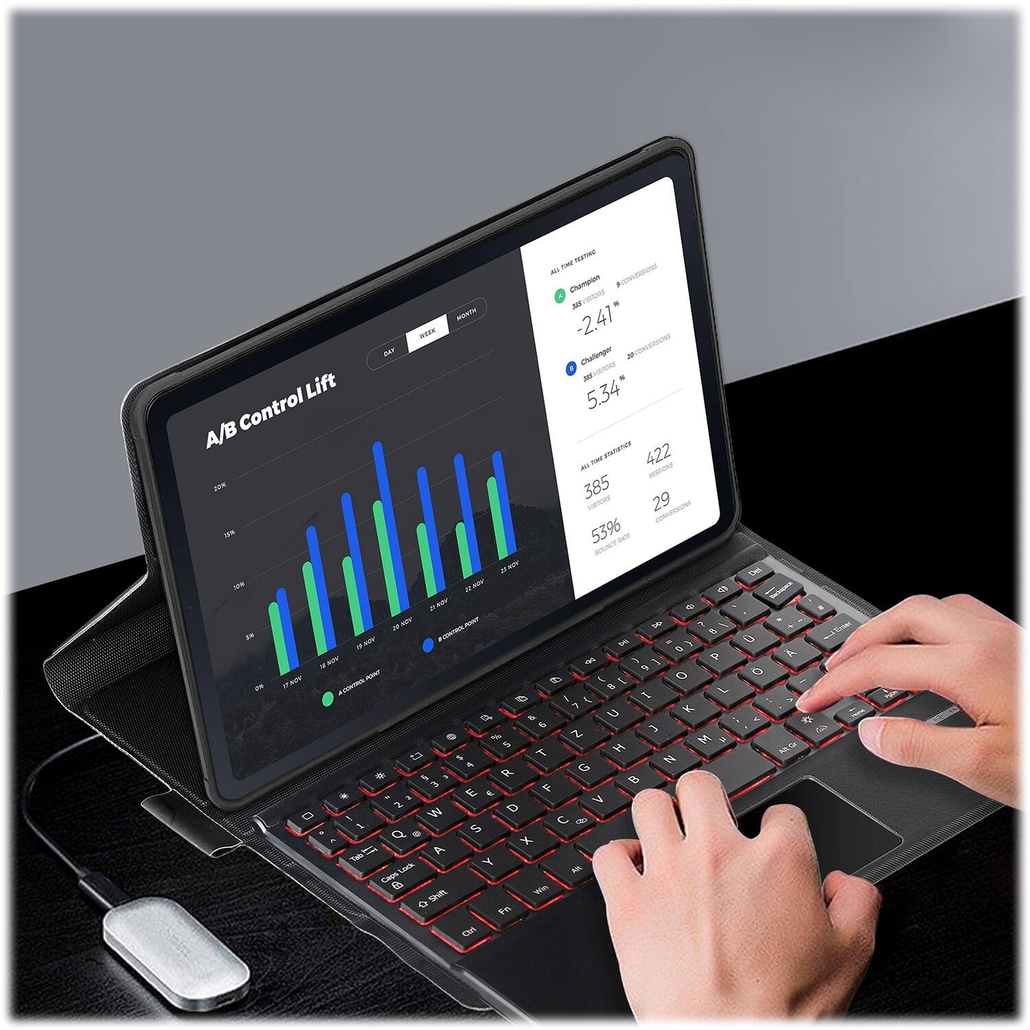 Alt View 15. SaharaCase - Keyboard Case for Amazon Fire Max 11 (2023) - Black.