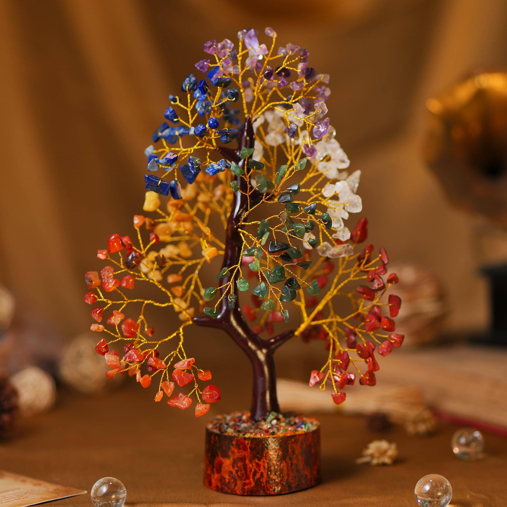 Alt View 5. Alchemy Casas - Chakra Tree Of Life - Crystal For Positive Energy Birthday Gifts Women Mom Sister Feng Shui Decor Stones - Seven Chakra Golden Wire.
