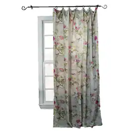 Ellis Curtain - Balmoral Floral Print Tailored Panel Curtain 48-Inch-by-63-Inch - Lilac / Green - Lilac green