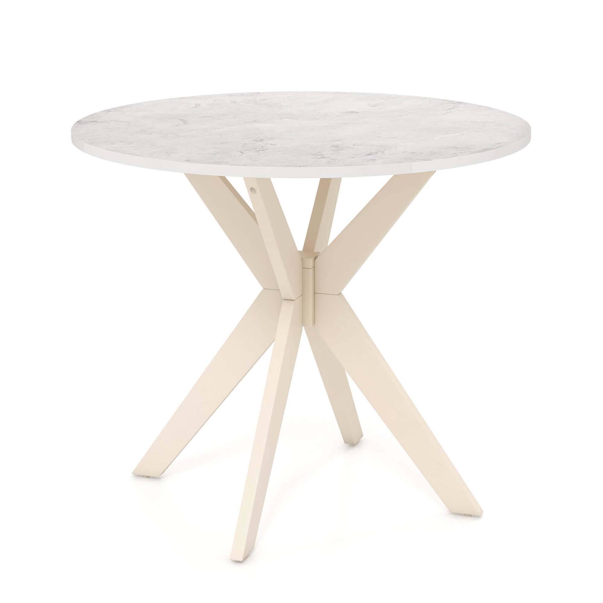 Alt View 6. Costway - Round Dining Table 36" Faux Marble Tabletop Rubber Wood Legs Kitchen - White.