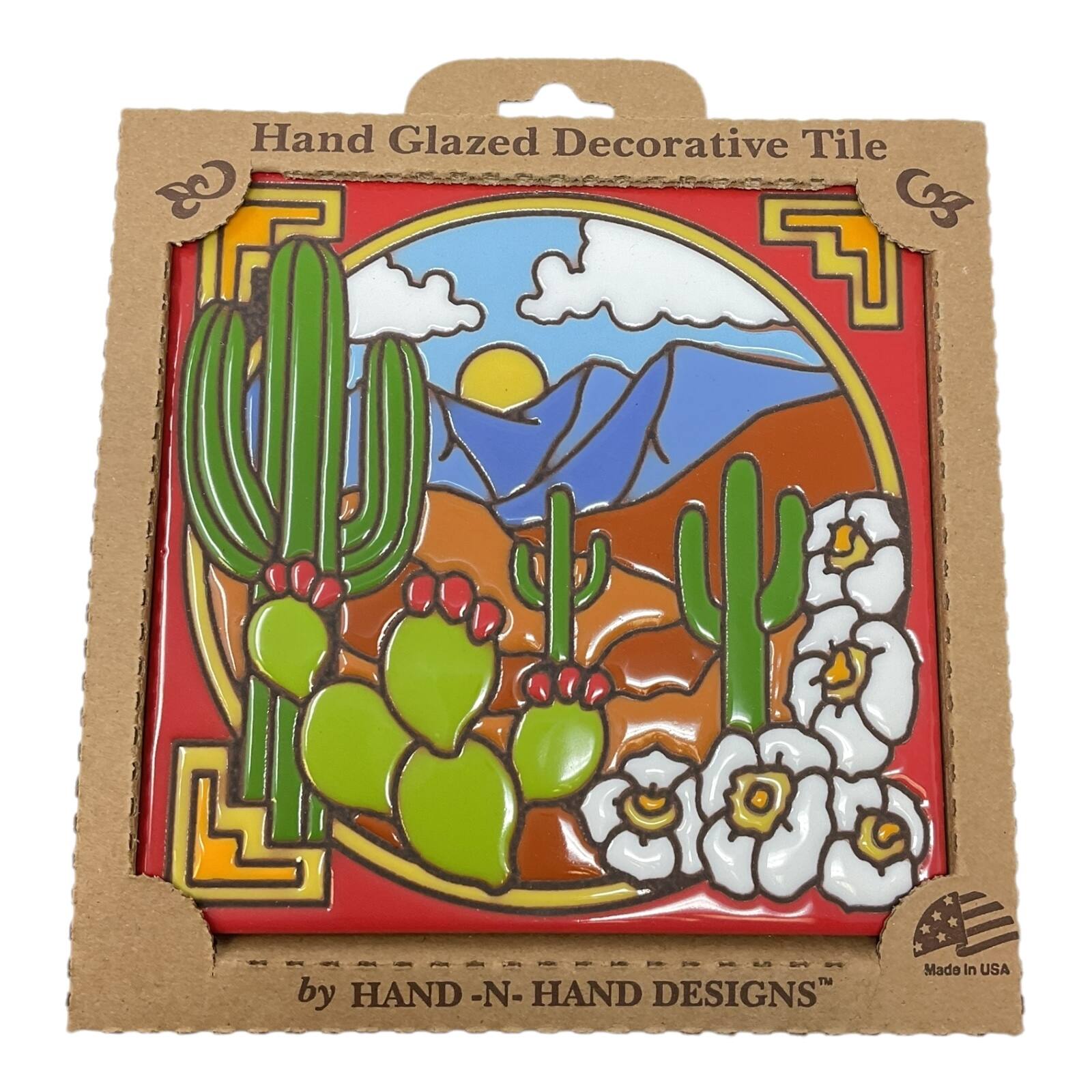Hand Glazed Decorative Tile G by HAND -N- HAND DESIGNS Made In USA