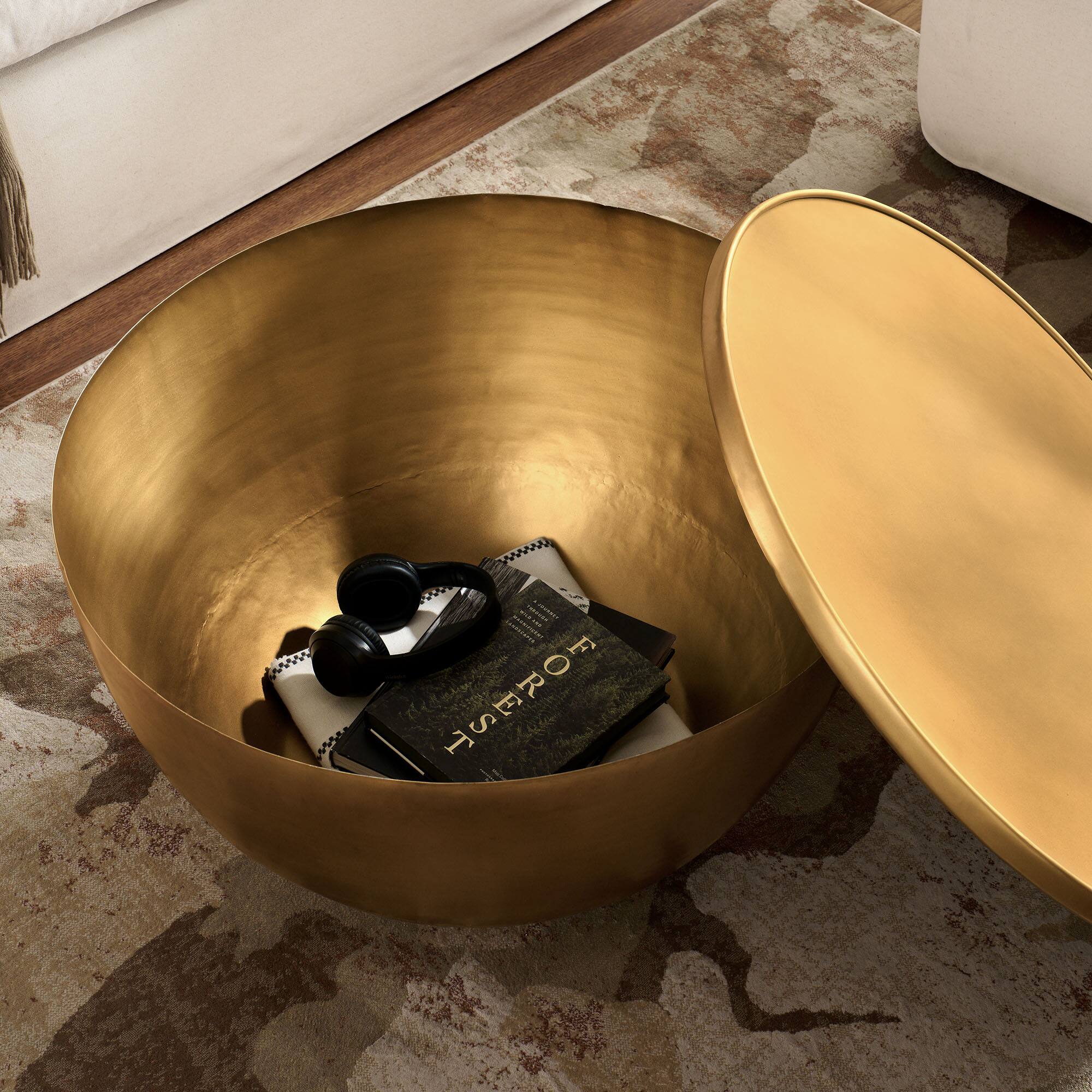 Alt View 1. Modway - Viora 32 Inch Metal Storage Coffee Table by Modway - Burnished Brass.
