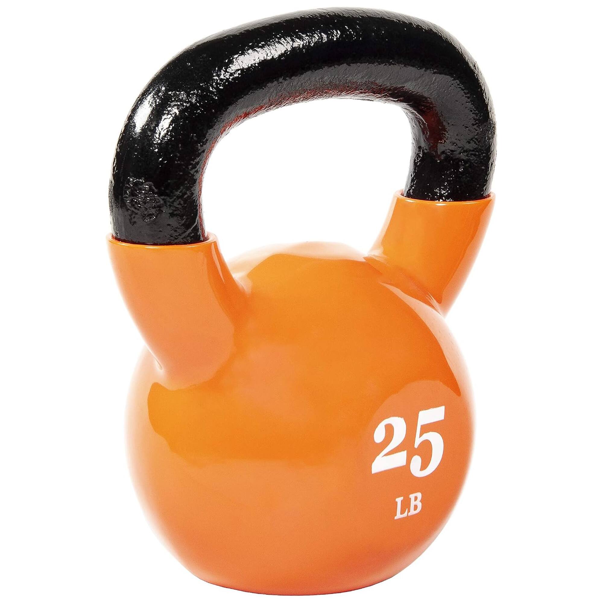 Alt View 1. Fitvids - Fitvids 25 lb Vinyl-Coated Kettlebell Weight for Strength Training, Orange - Orange.
