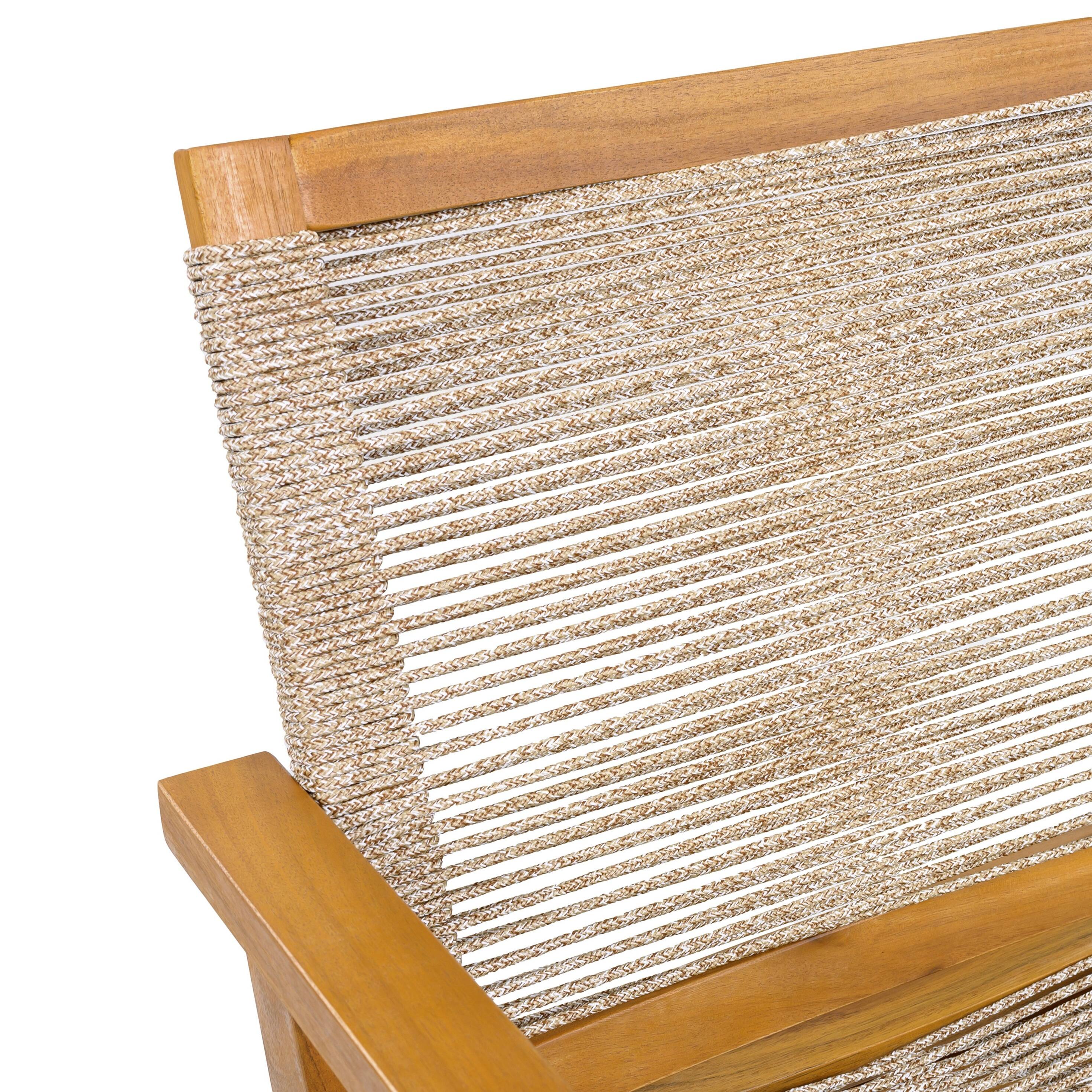 Alt View 8. Whisen - Outdoor Patio Dining Chair Set of 2, Woven Rope and Teak Acacia Wood, 400 lbs Capacity - Mix Brown.