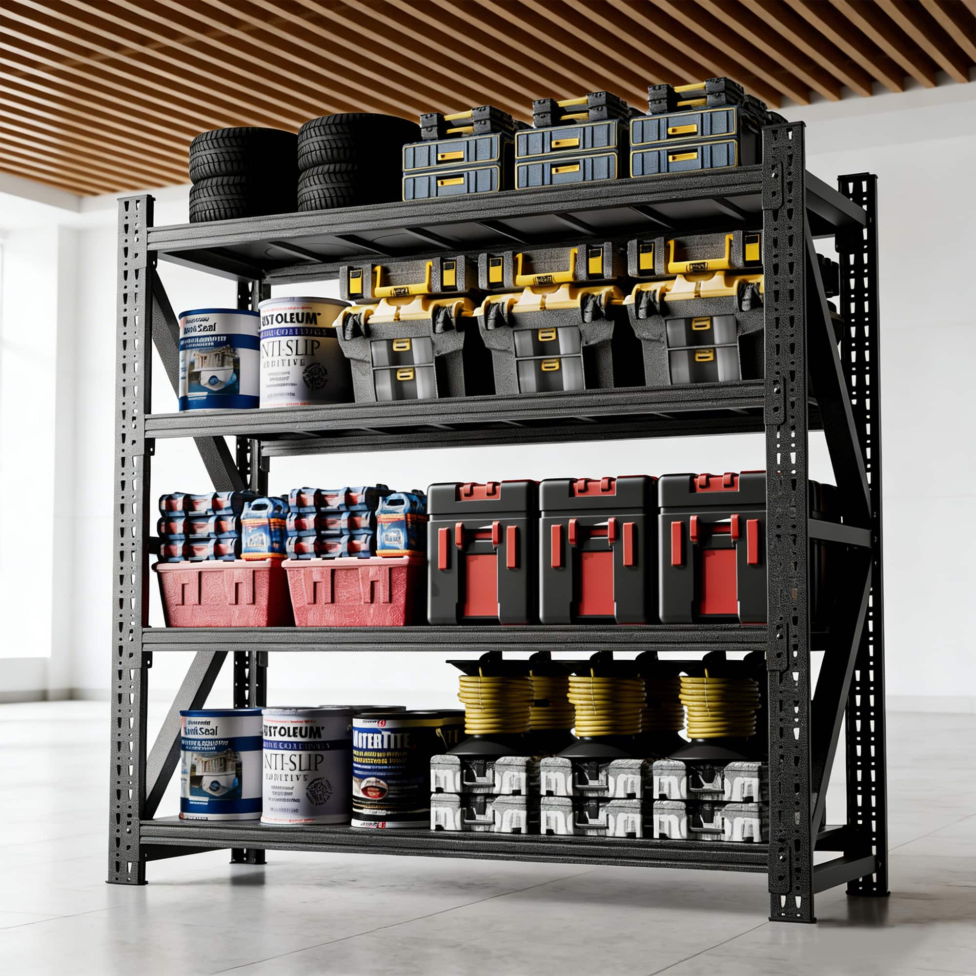 Boyel Living - 5000LBS Industrial Shelving for Warehouse Heavy Duty Metal Adjustable Garage Shelves (69"H x 71"W x 23.7"D) - Black