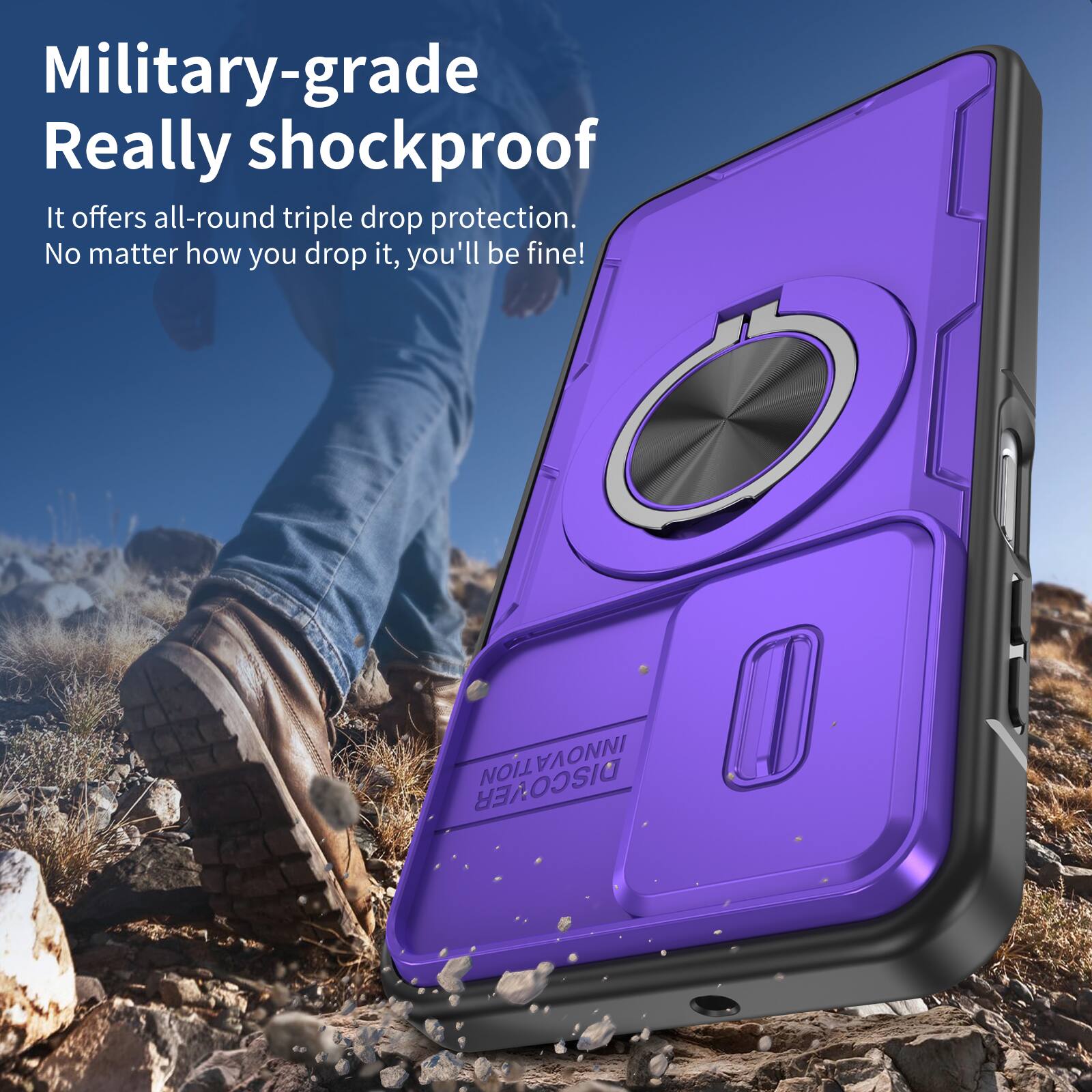 Military-grade Really shockproof. It offers all-round triple drop protection. No matter how you drop it, you'll be fine!