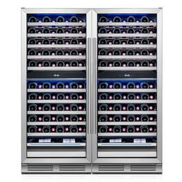 Yeego - 48 inch Dual Zone Wine Cooler Refrigerator,178 Bottle Wine Fridge,Freestanding & Built-in,2 LED,for Home Bar - Stainless Steel