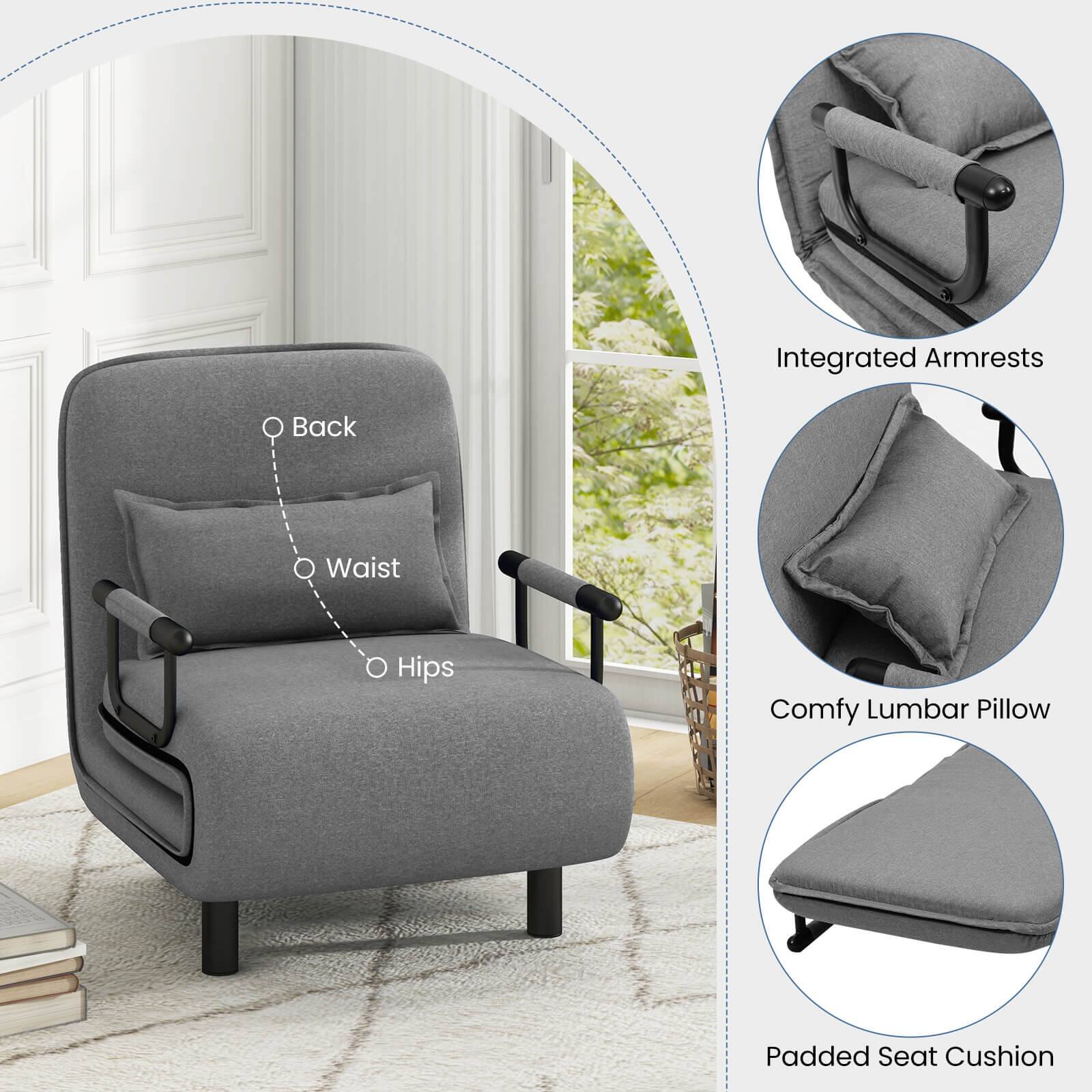 Integrated Armrests  
Comfy Lumbar Pillow  
Padded Seat Cushion  

Back  
Waist  
Hips