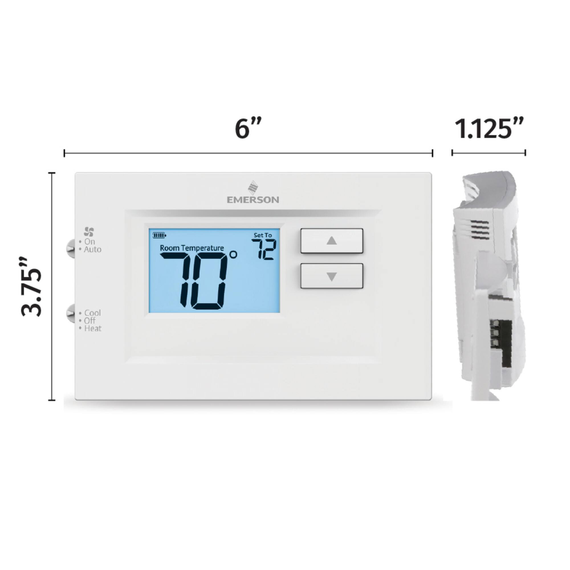 Alt View 15. Emerson - 70 Series, Non-Programmable, Single Stage (1H/1C) Thermostat - White.