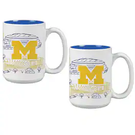 Indigo Falls - Michigan Wolverines 15oz. Campus Line Art Coffee Mug Two-Pack - Multicolor