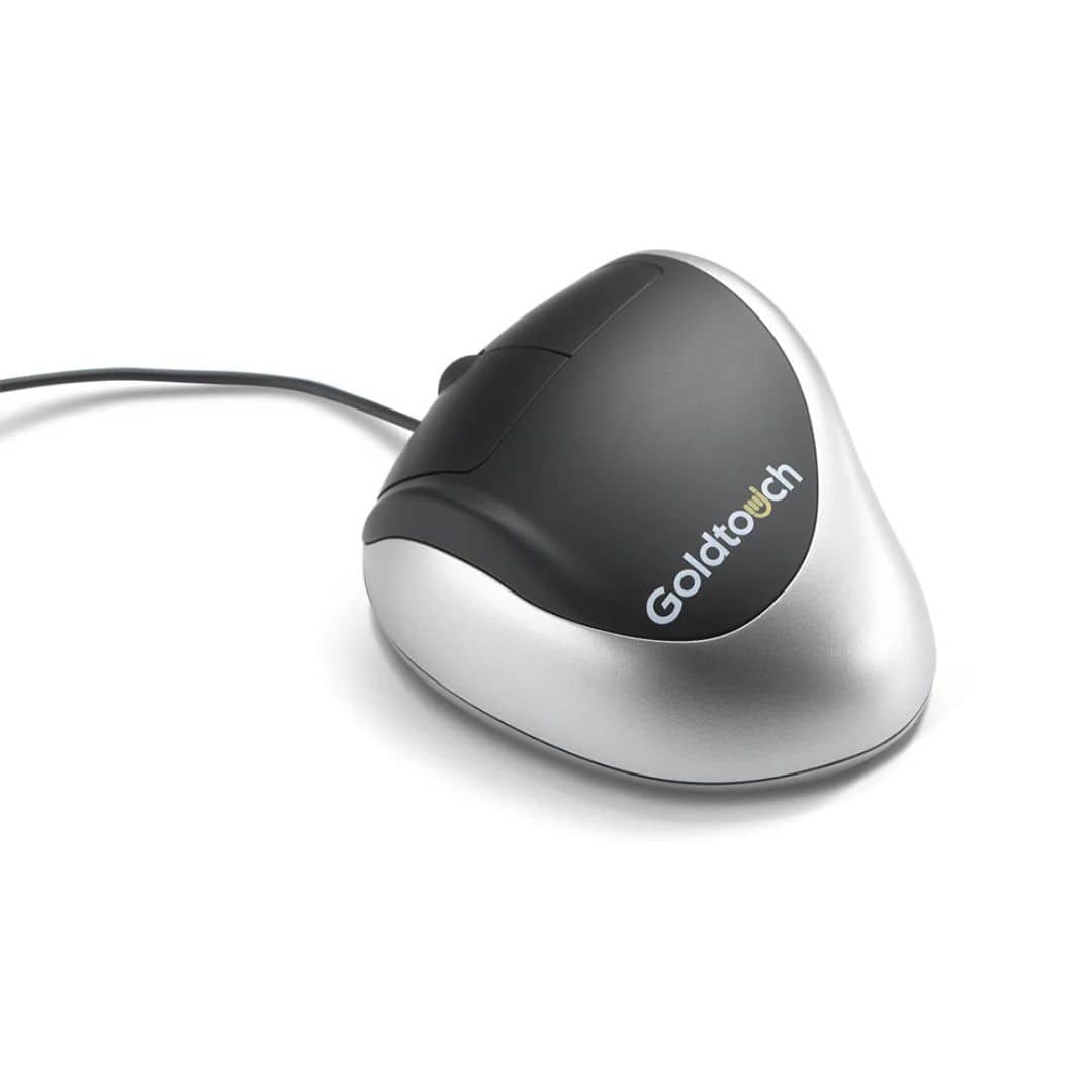 Goldtouch - USB Comfort Mouse Left-Handed – Ergonomic 24° Angle, Wired, PC & Mac - Wired - Black/Silver