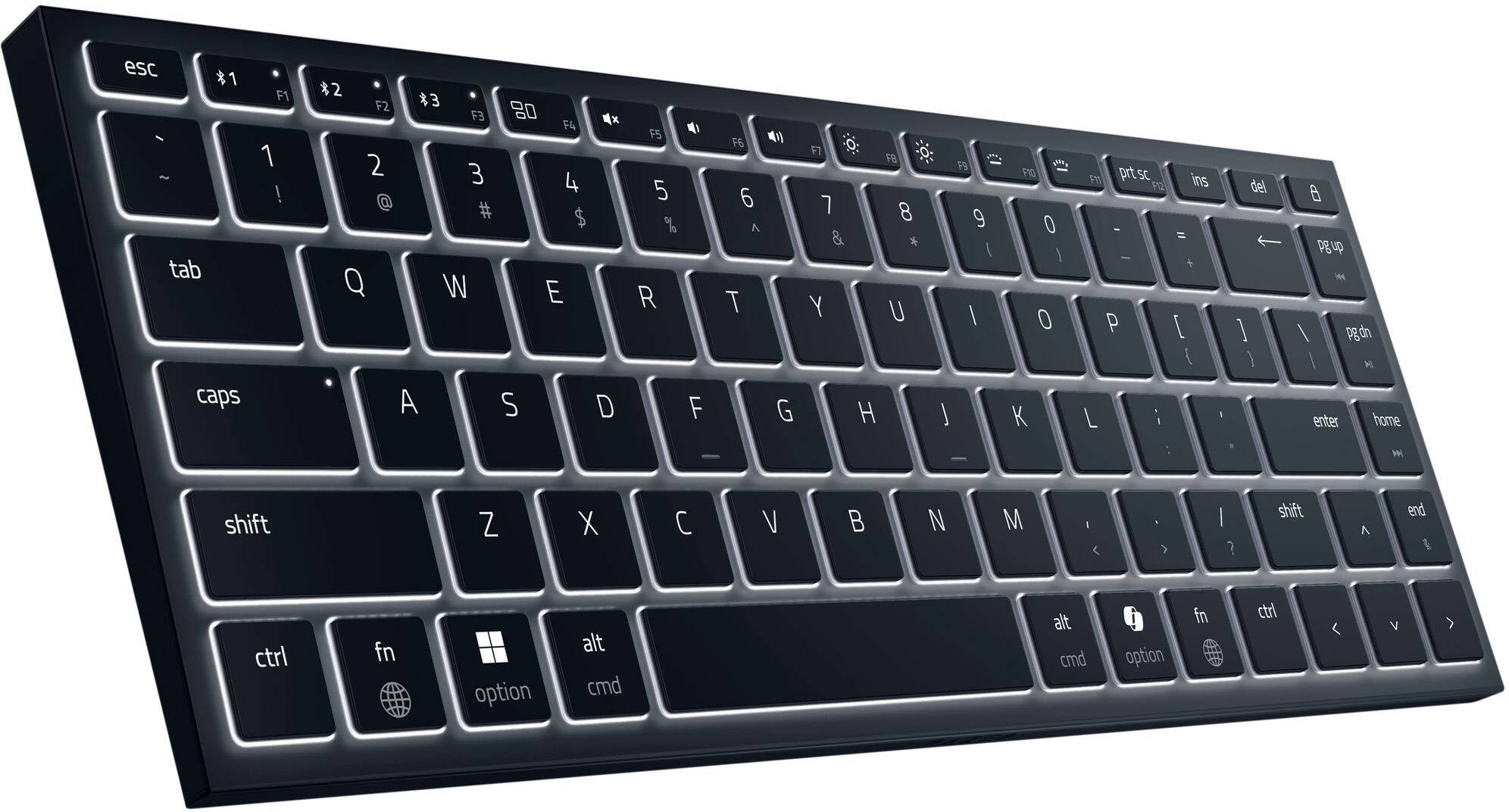 The text on the image is a list of keys on a keyboard. The keys are grouped as follows:

1. Function keys (F1 to F12)
2. Numeric keys (0 to 9)
3. Alphanumeric keys (A to Z)
4. Punctuation and special keys (e.g., @, #, $)
5. Navigation keys (e.g., tab, caps lock, shift, enter, home, page up, page down)
6. Modifier keys (e.g., ctrl, fn, option, alt, cmd)

The image shows a close-up view of a black keyboard with white letters and numbers.