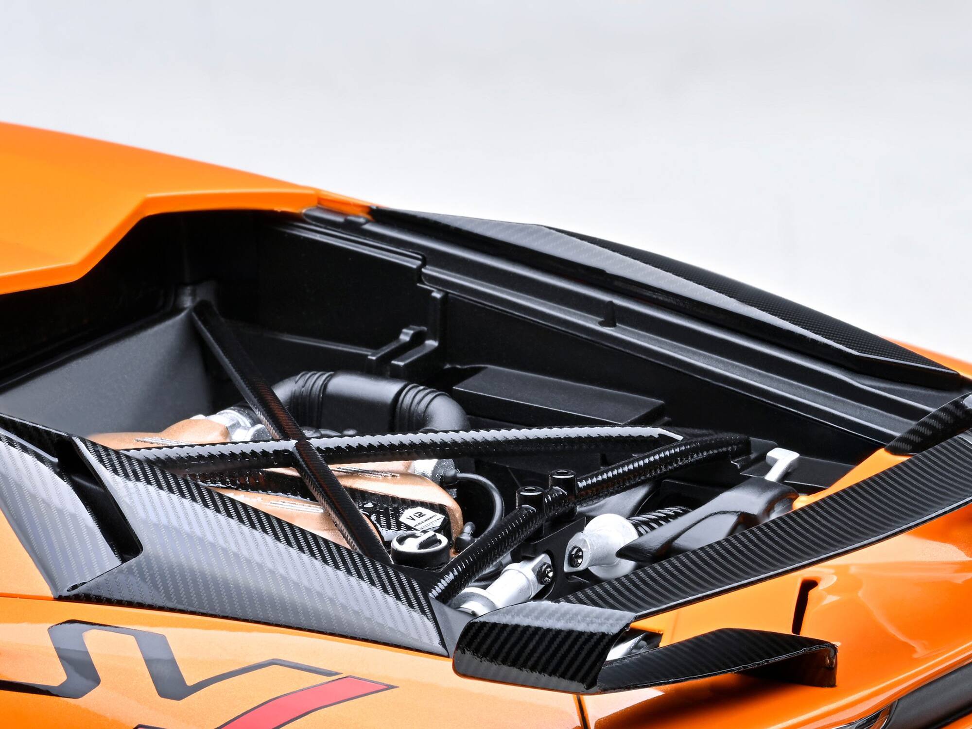 Alt View 6. Autoart - Lamborghini Aventador SVJ Arancio Atlas Pearl Orange 1/18 Model Car by Autoart.