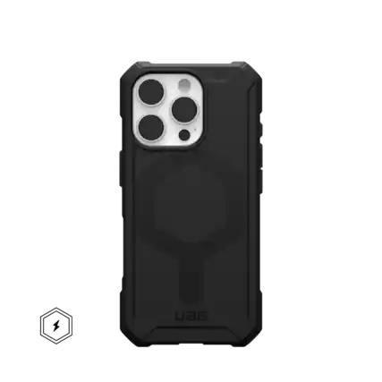 Front. UAG - Essential Armor Series Case with Magsafe for Apple iPhone 16 Pro - Black.