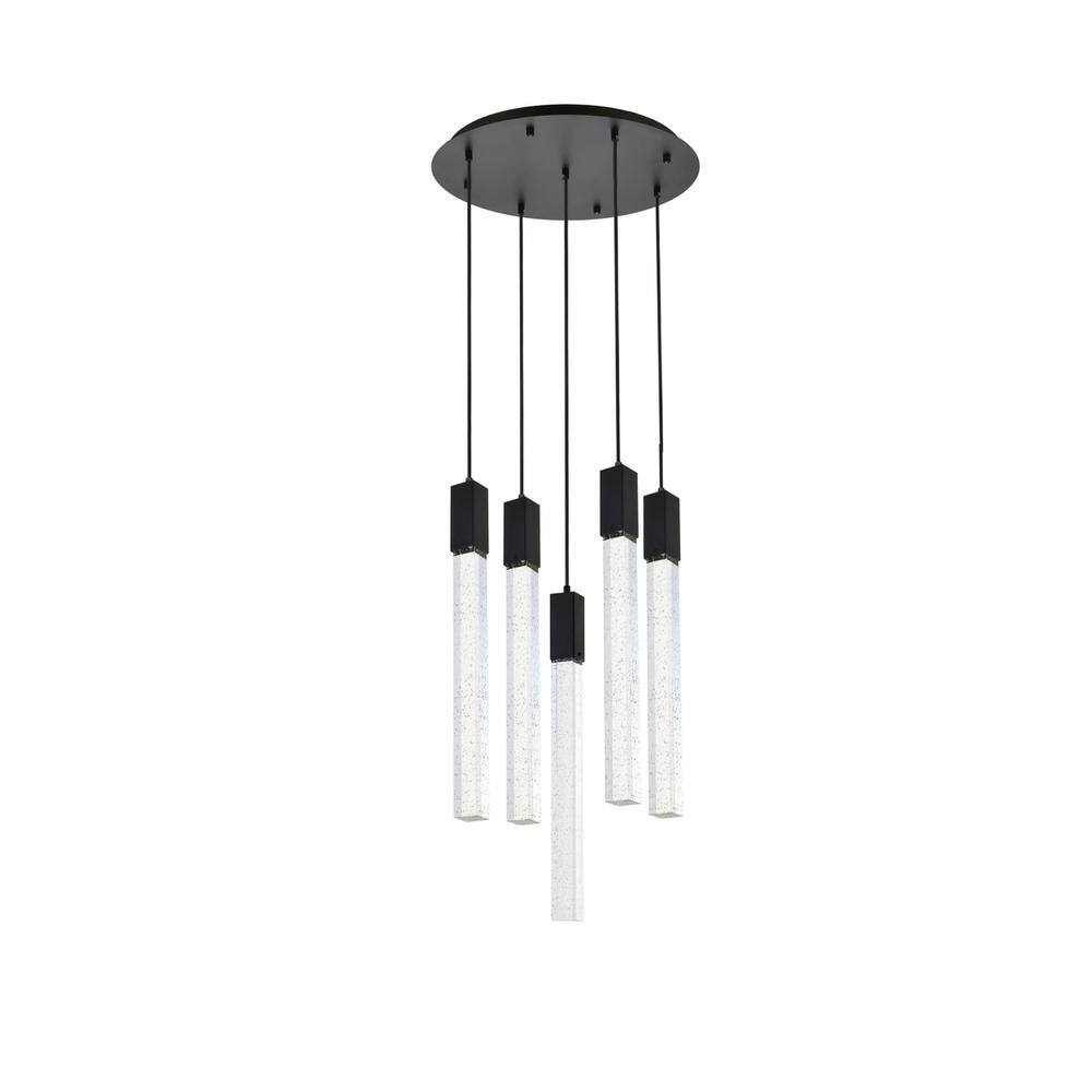 Back. Elegant Lighting - Weston 5 lights pendant in black - Black.
