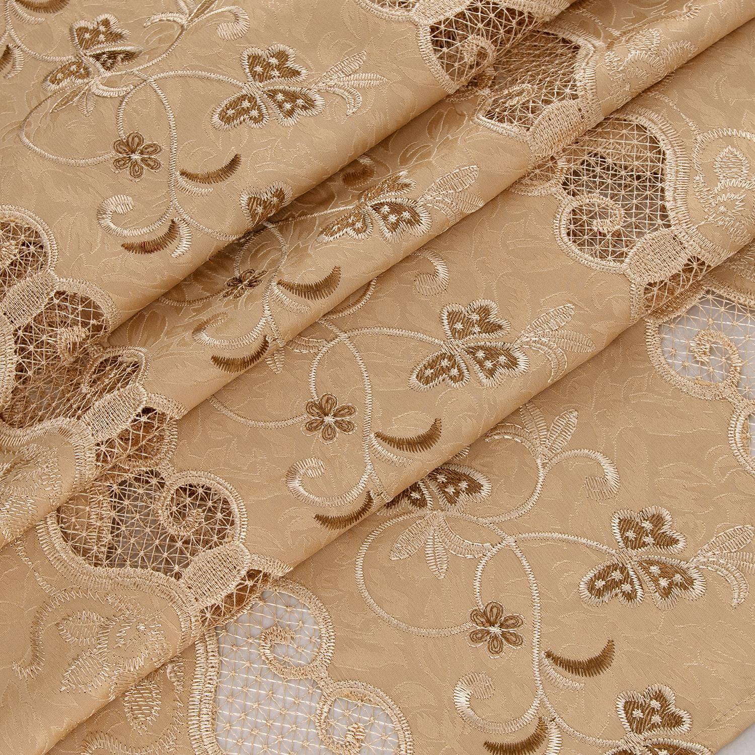 Left. RT Designers Collection - RT Designer Collection Alice Macrame Luxurious Decorative Rod Pocket Curtain Panel 54" x 84" Gold - Gold.