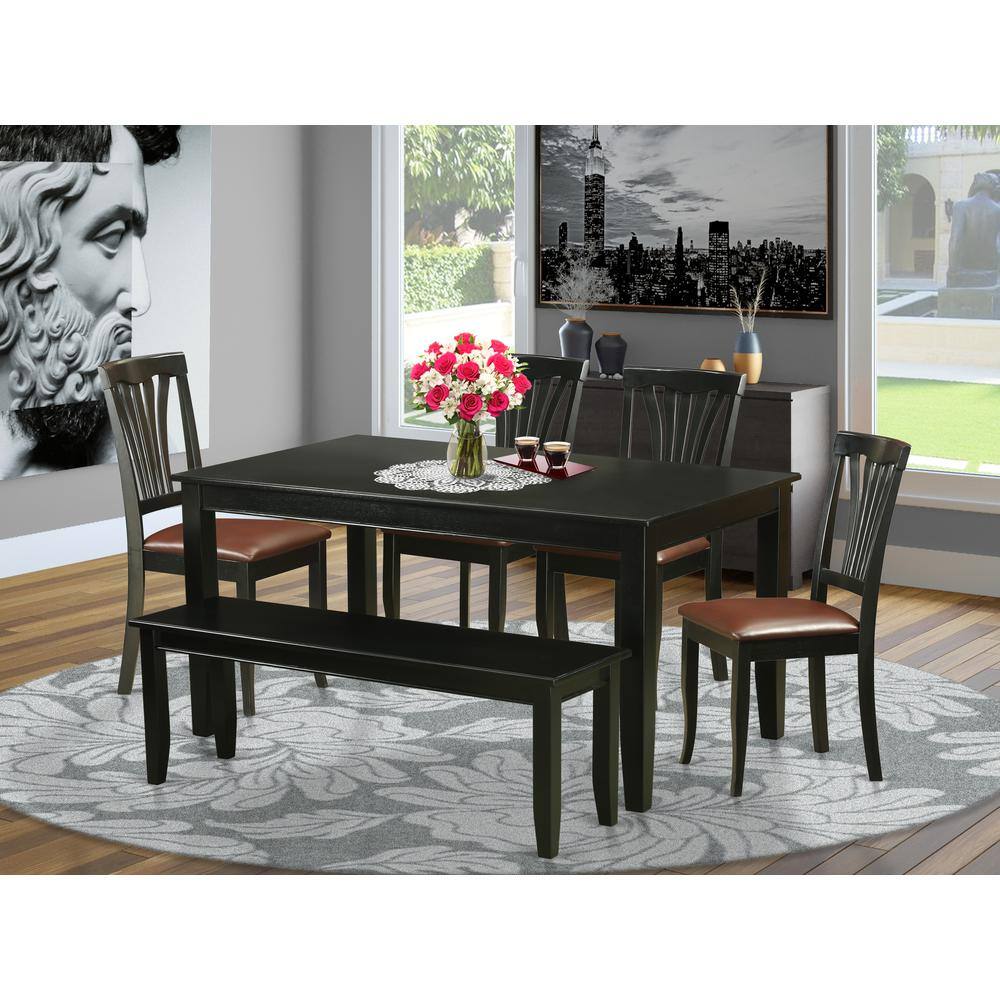 Alt View 2. East West Furniture - 6 Pc Kitchen nook Dining set - Kitchen dinette Table and 4 Dining Chairs plus Bench - Black.